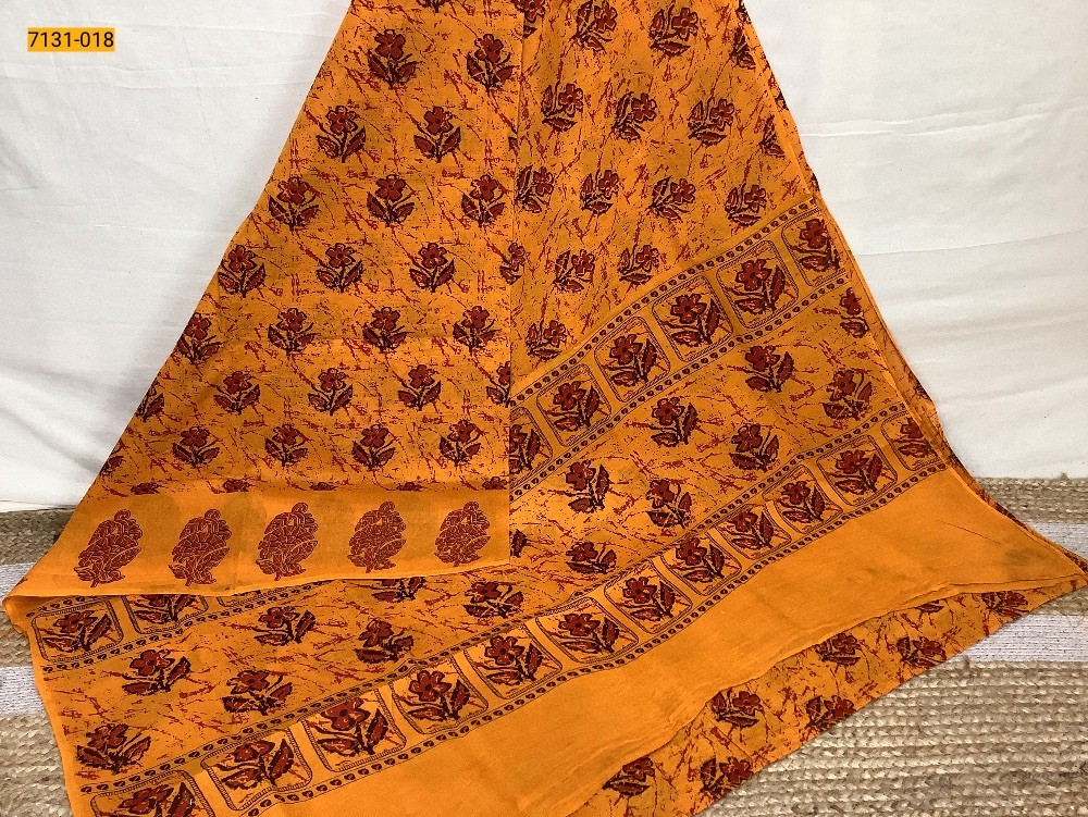 Yellow Printed Cotton Saree