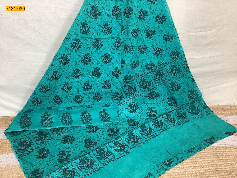 Rama Green Printed Cotton Saree