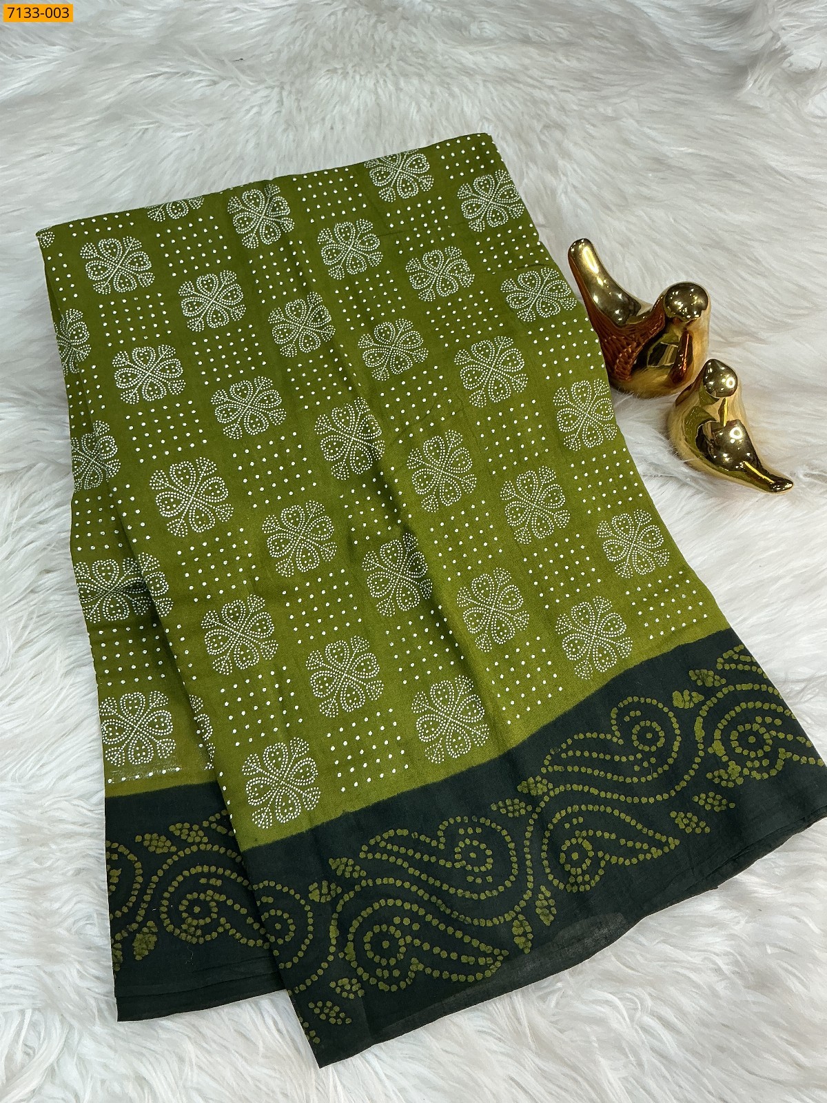 Mulmul cotton wax printed saree