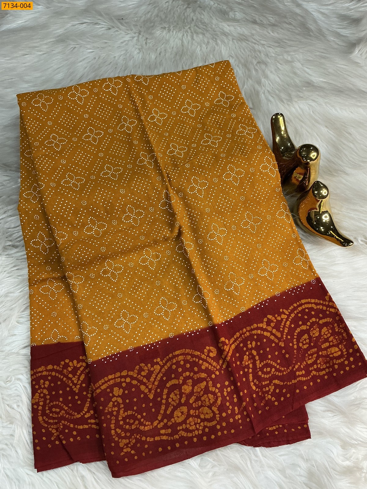 Yellow Mulmul cotton wax printed sarees