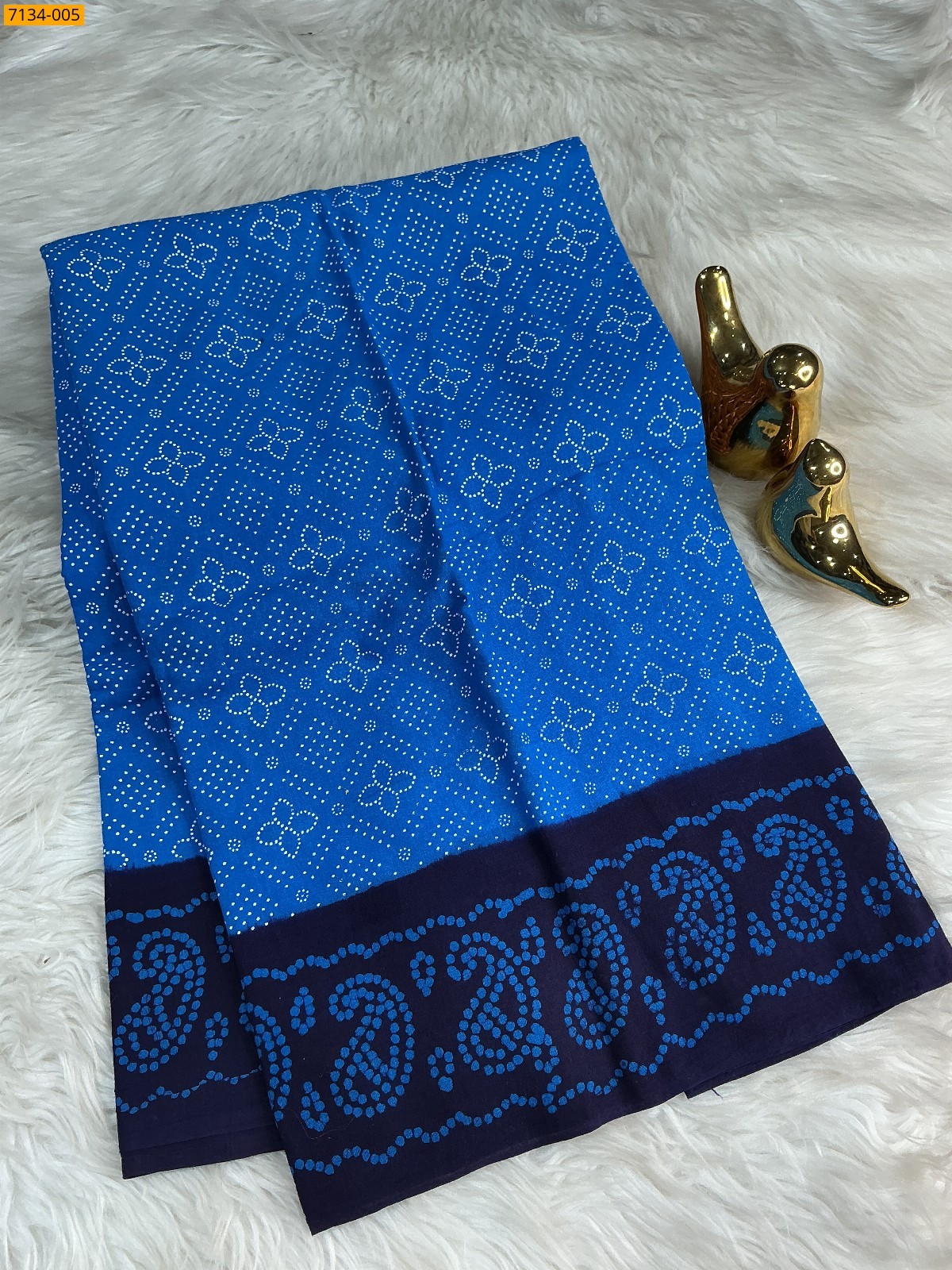 Blue Mulmul cotton wax printed sarees