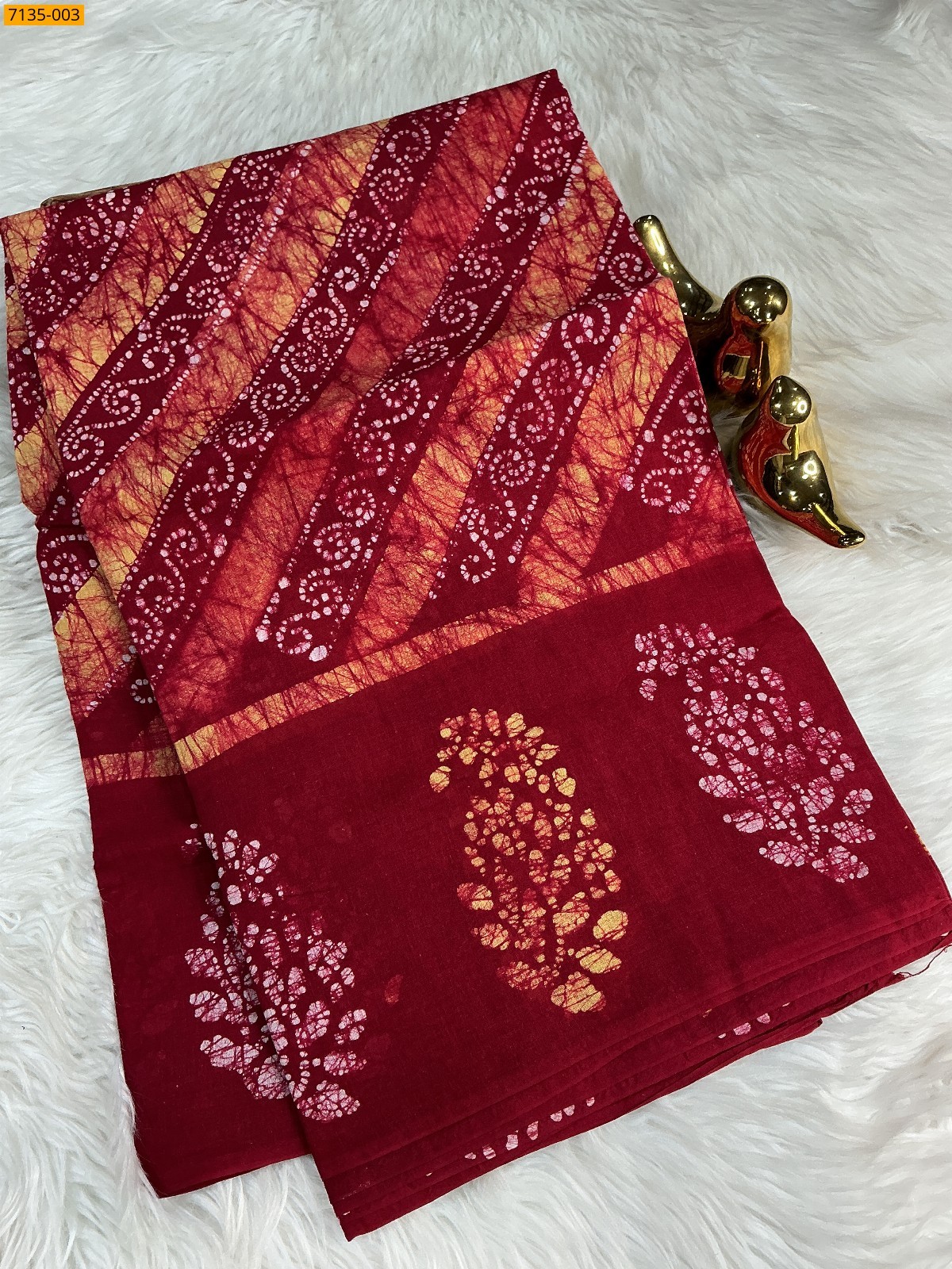 Pink Sungudi cotton wax printed saree