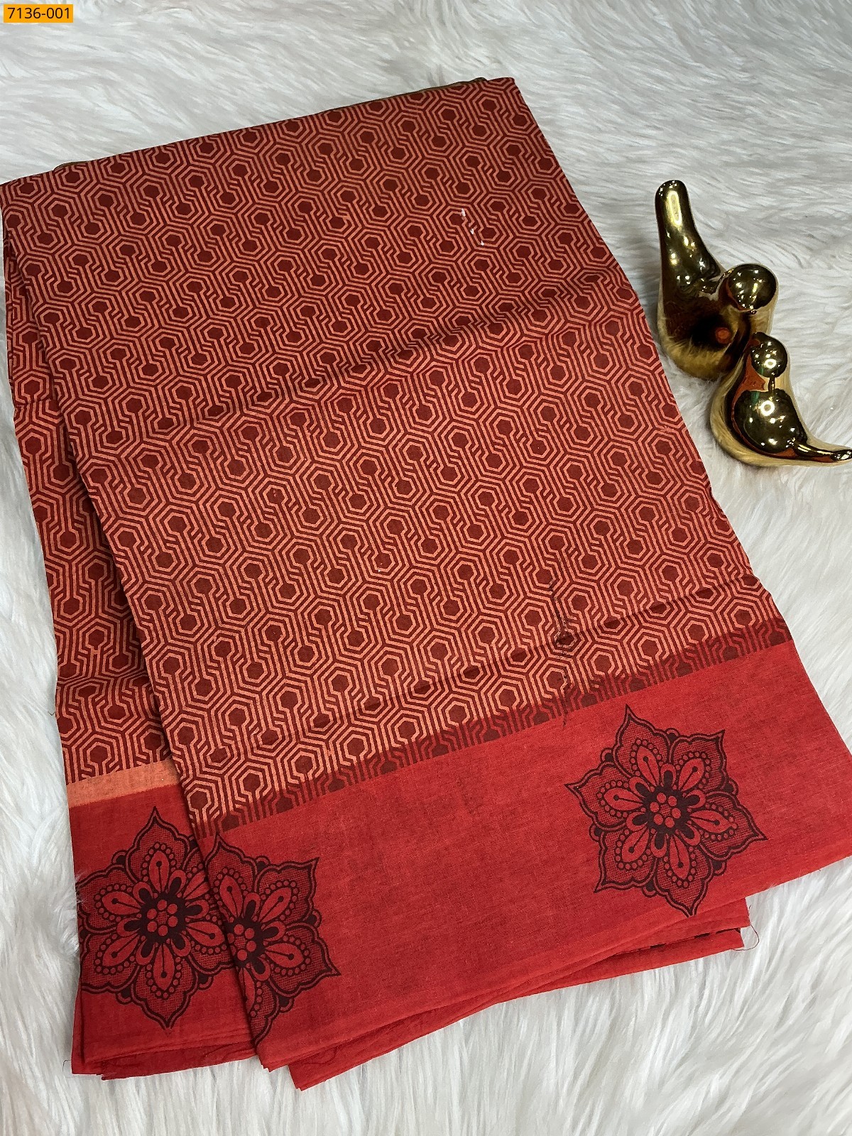Maroon Cotton all over printed Saree
