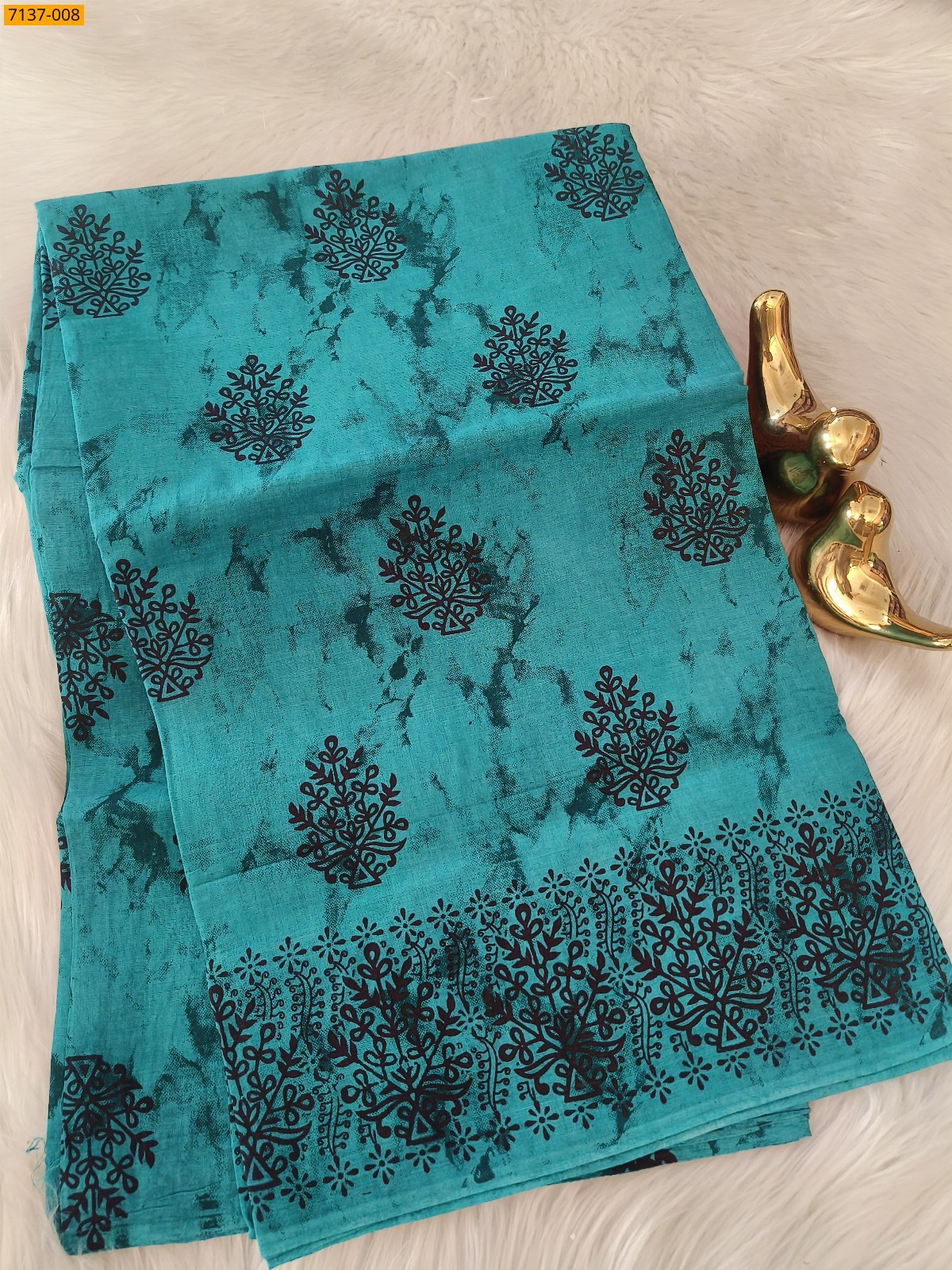 Green Cotton printed saree
