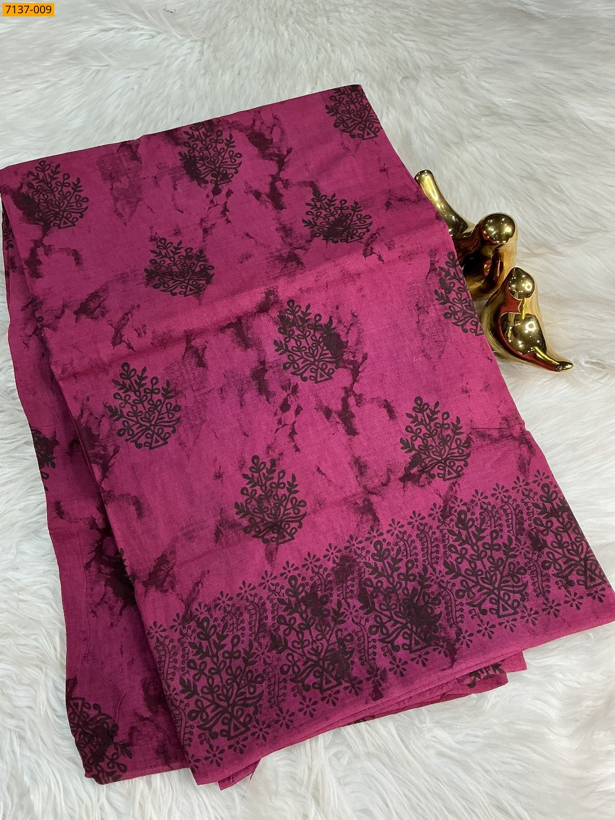 Purple Cotton printed saree