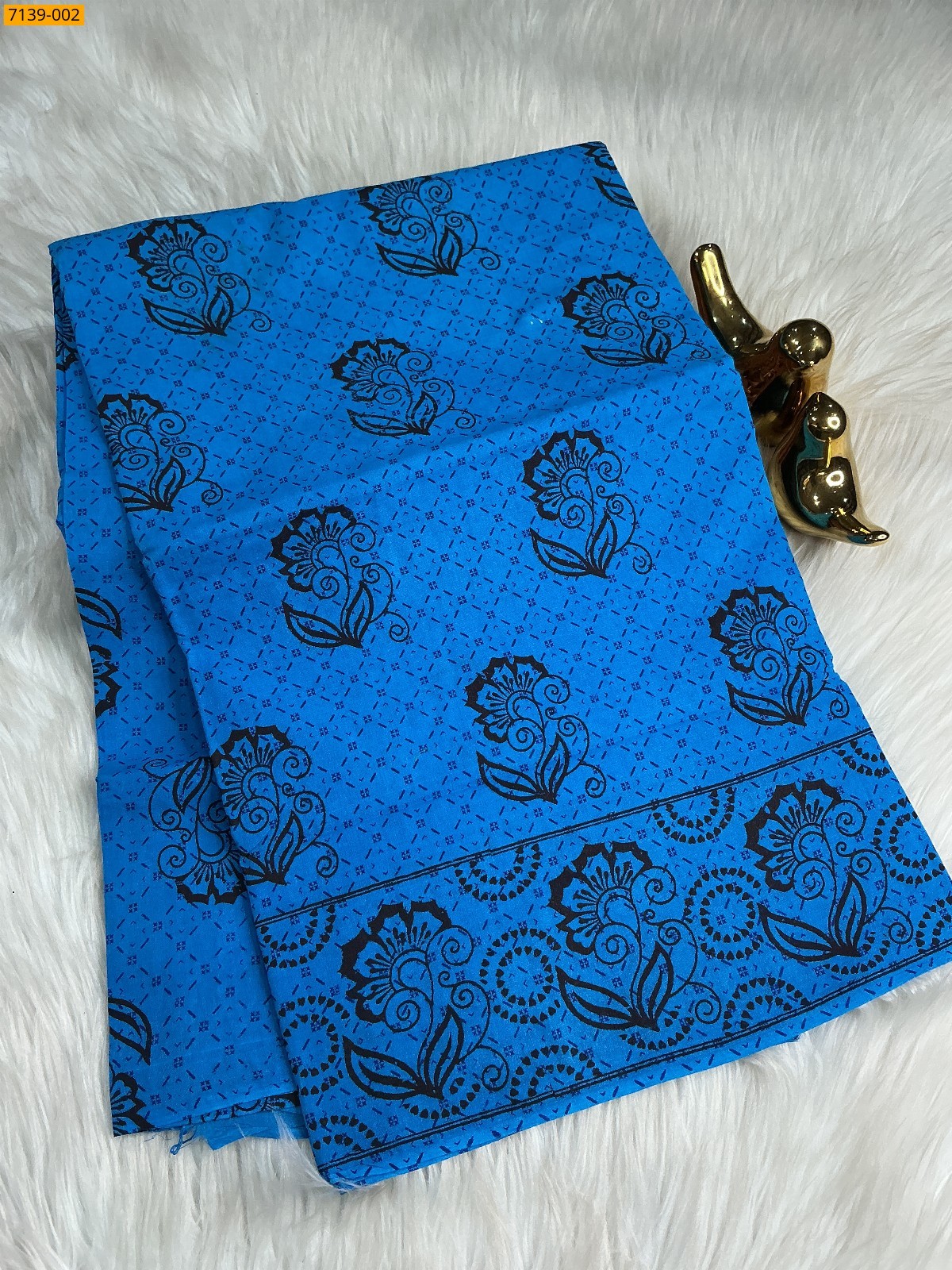 Blue Cotton printed saree