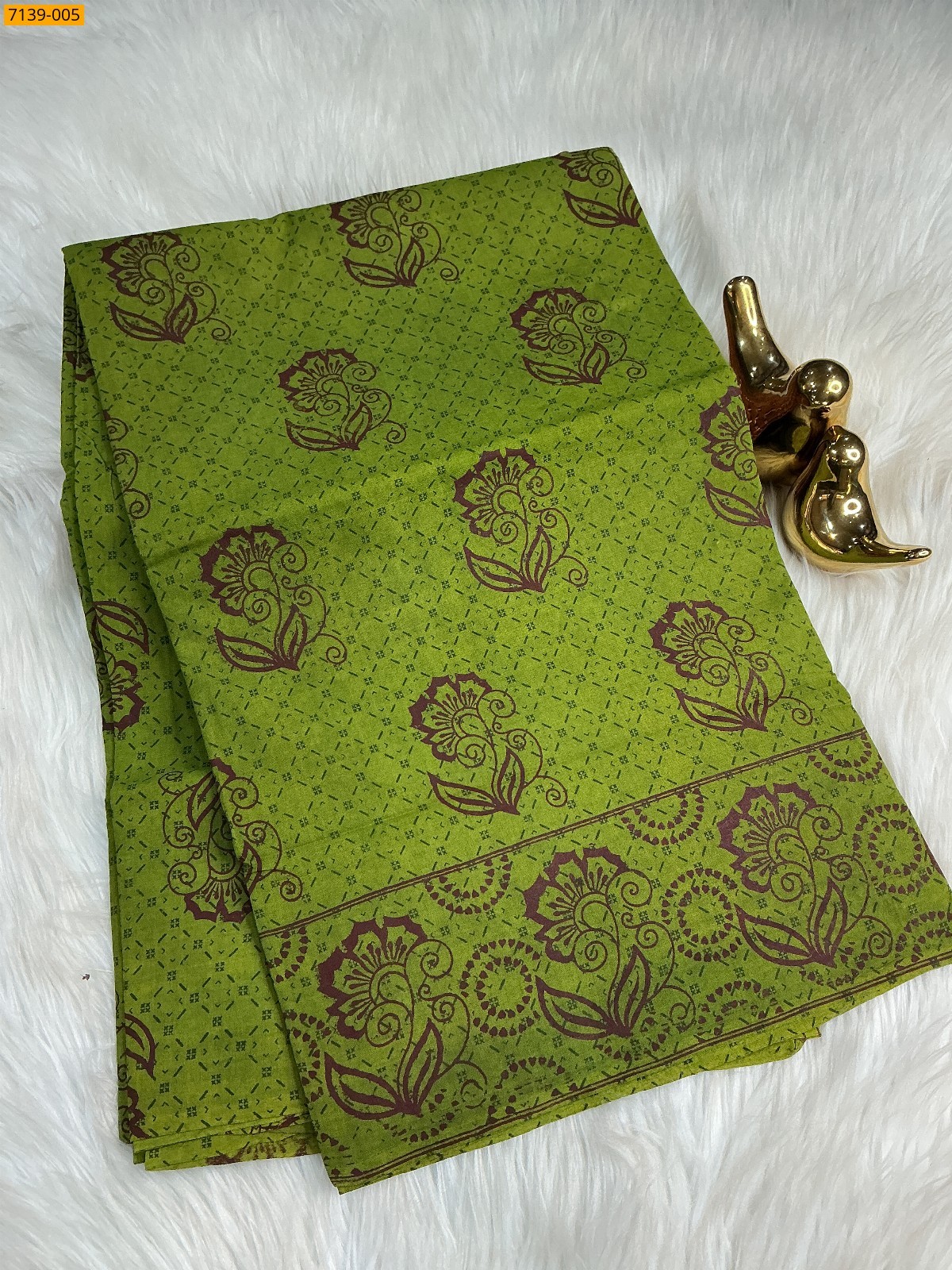 Green Cotton printed saree