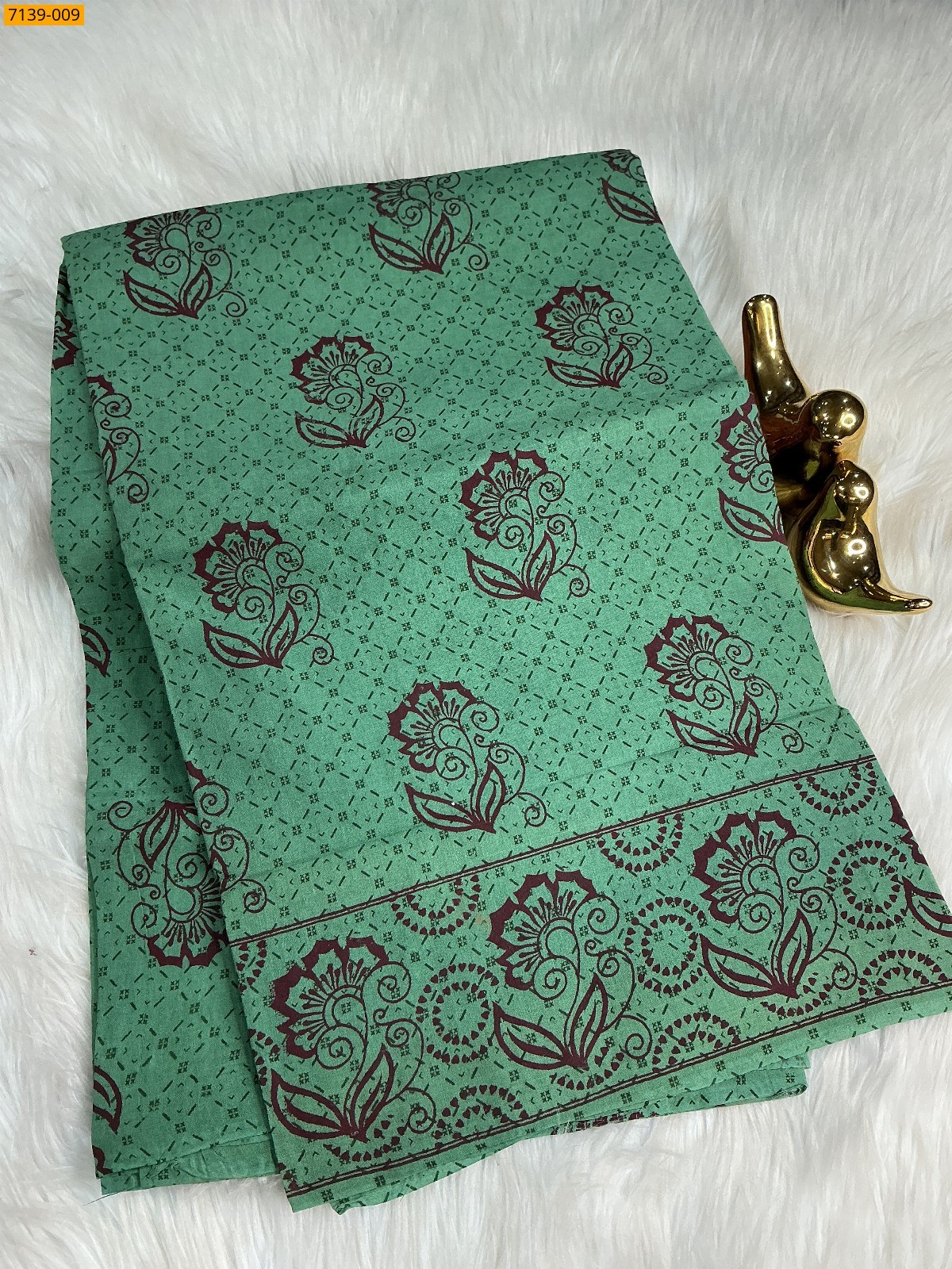 Green Cotton printed saree