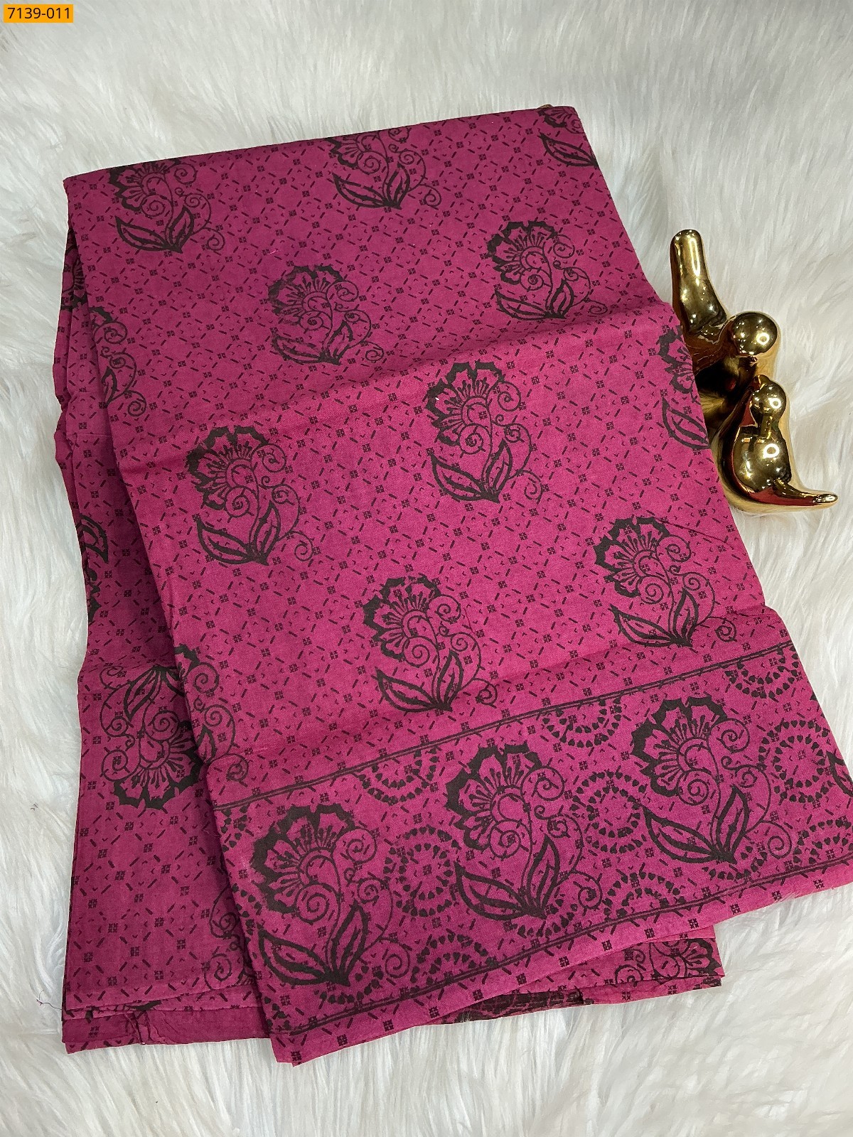 Purple Cotton printed saree