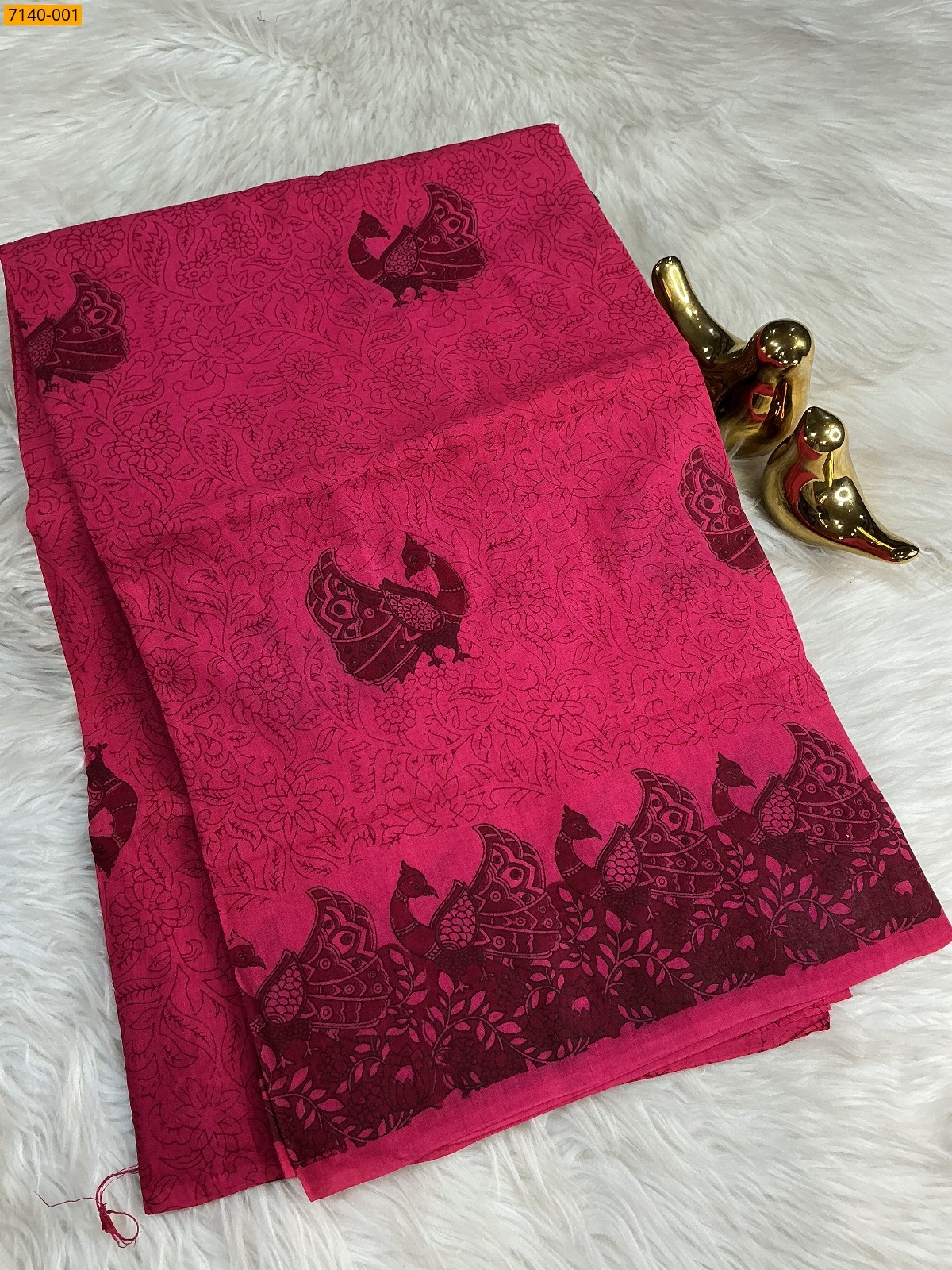 Pink Kalamkari Printed Cotton Saree