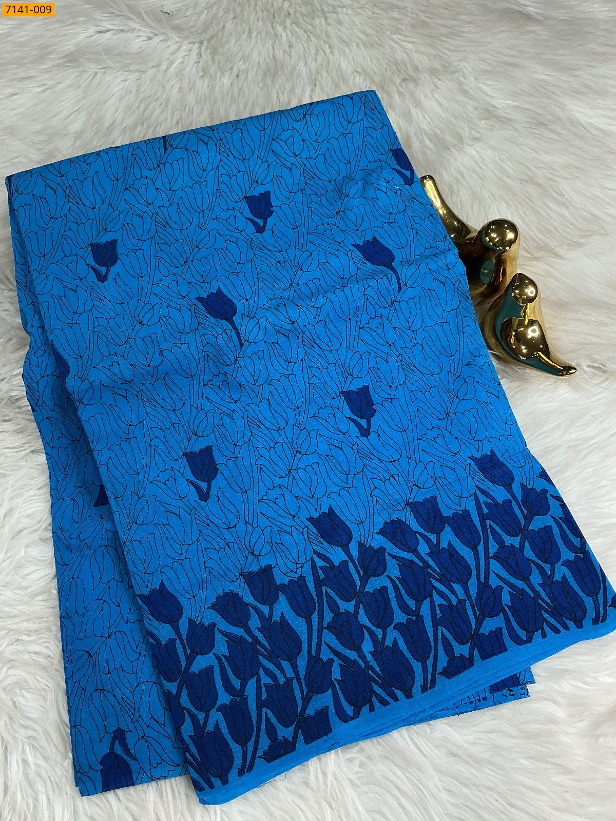 Blue Cotton Printed sarees