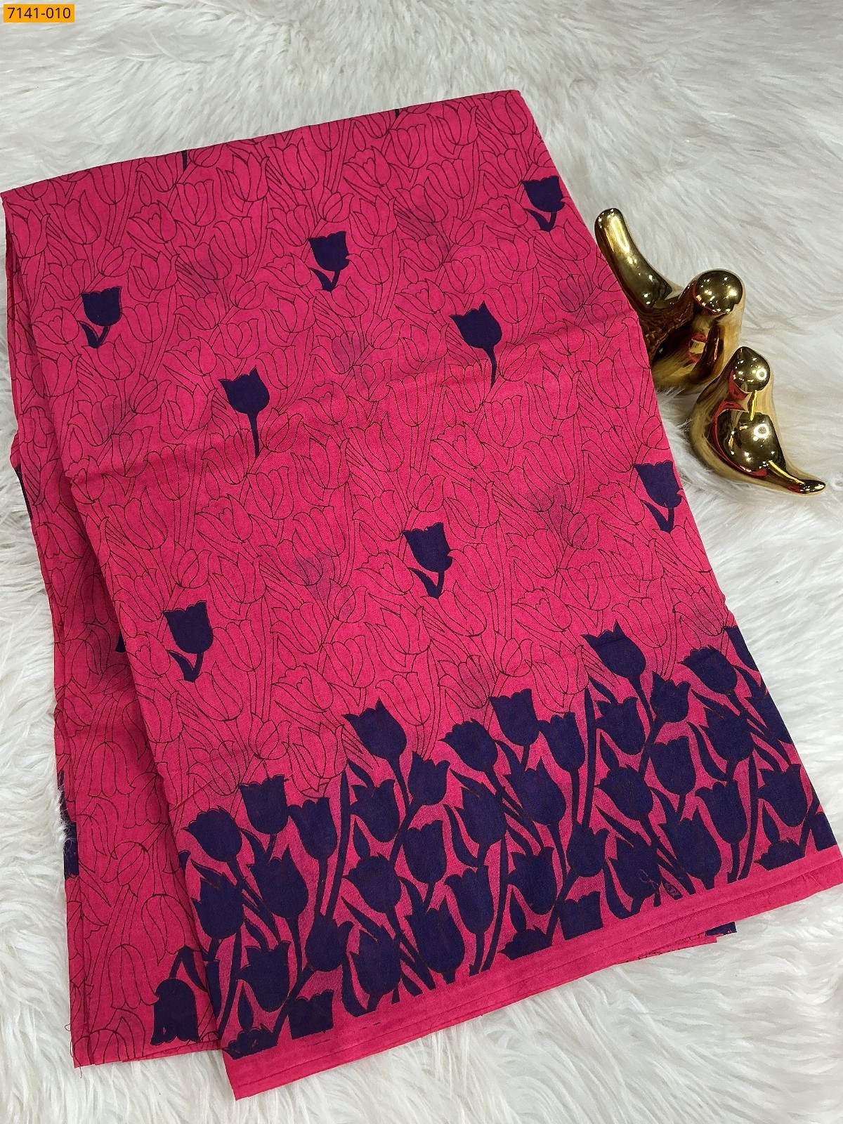 Pink Cotton Printed sarees