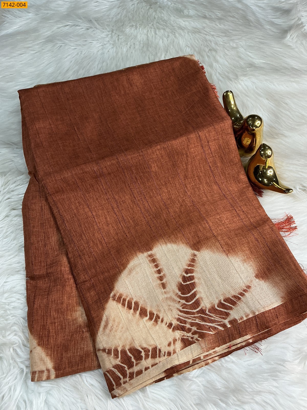 Fancy shibori silk printed sarees - Brown
