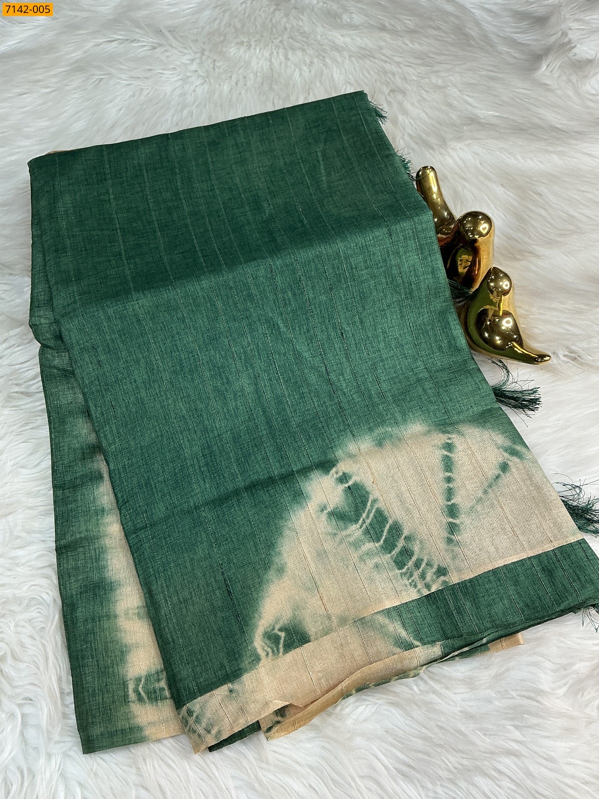 Dark green Fancy shibori silk printed sarees