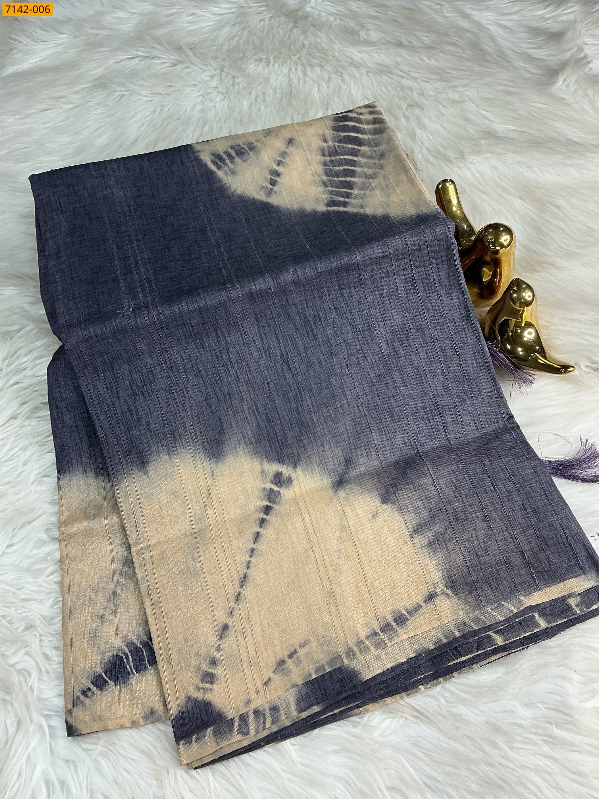Navy Blue Fancy shibori silk printed sarees