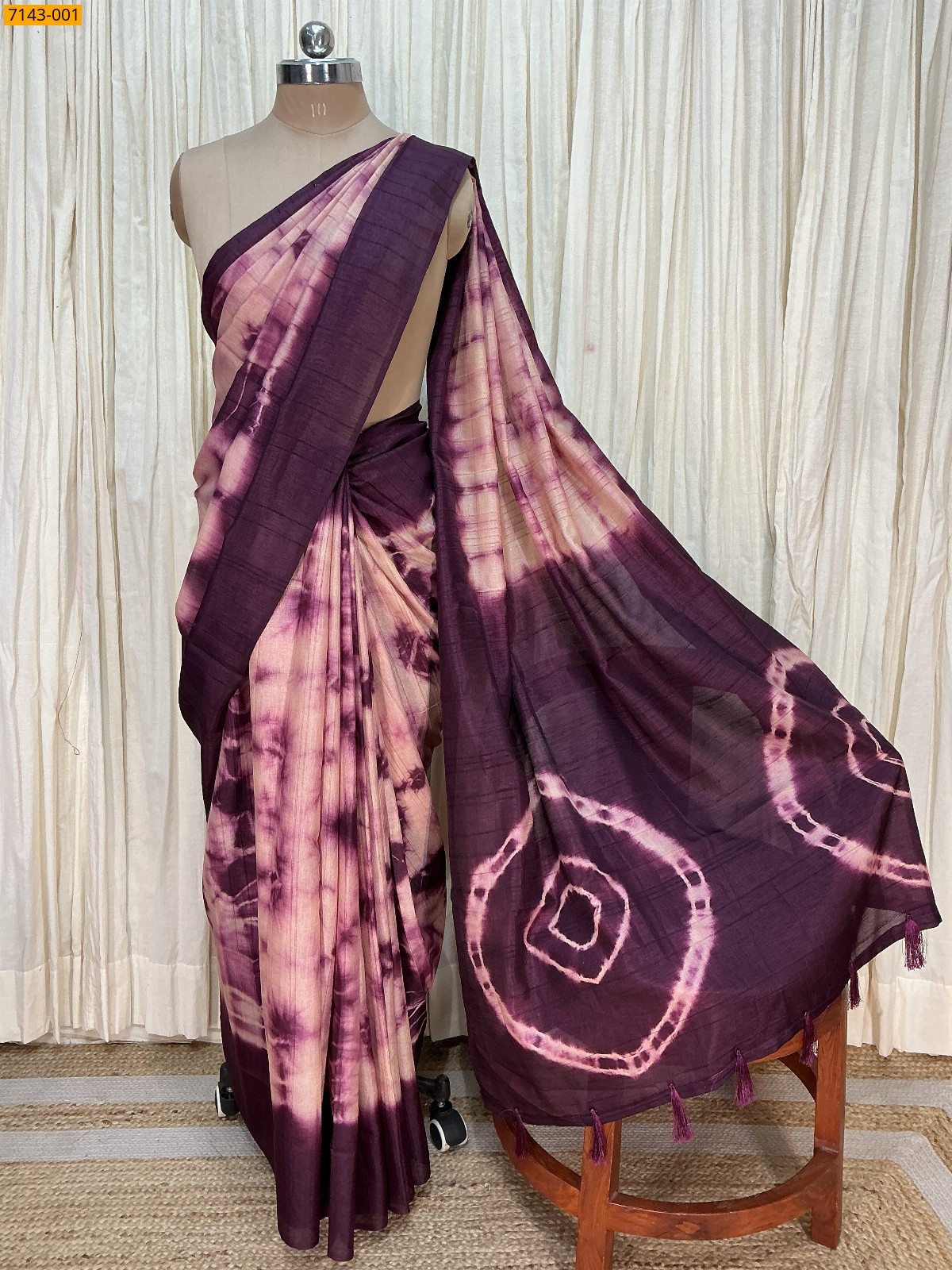 Purple Fancy shibori silk printed sarees
