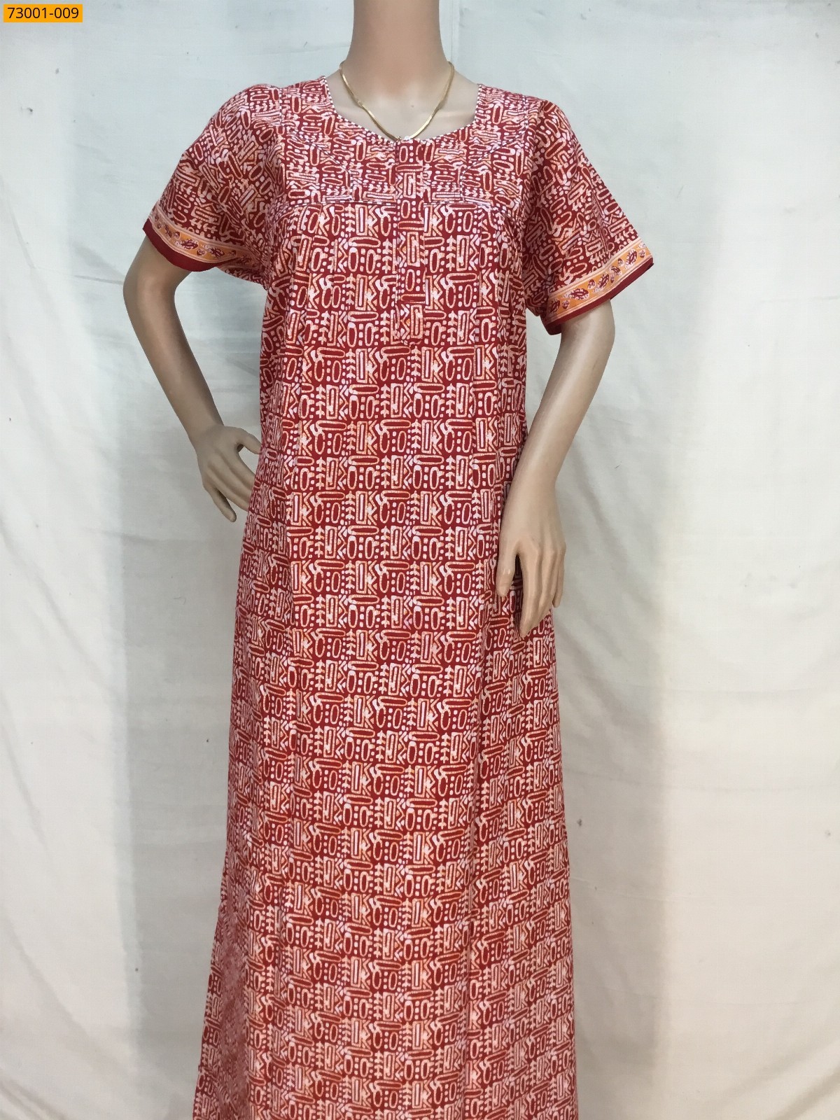 Red Cotton Printed Nighty