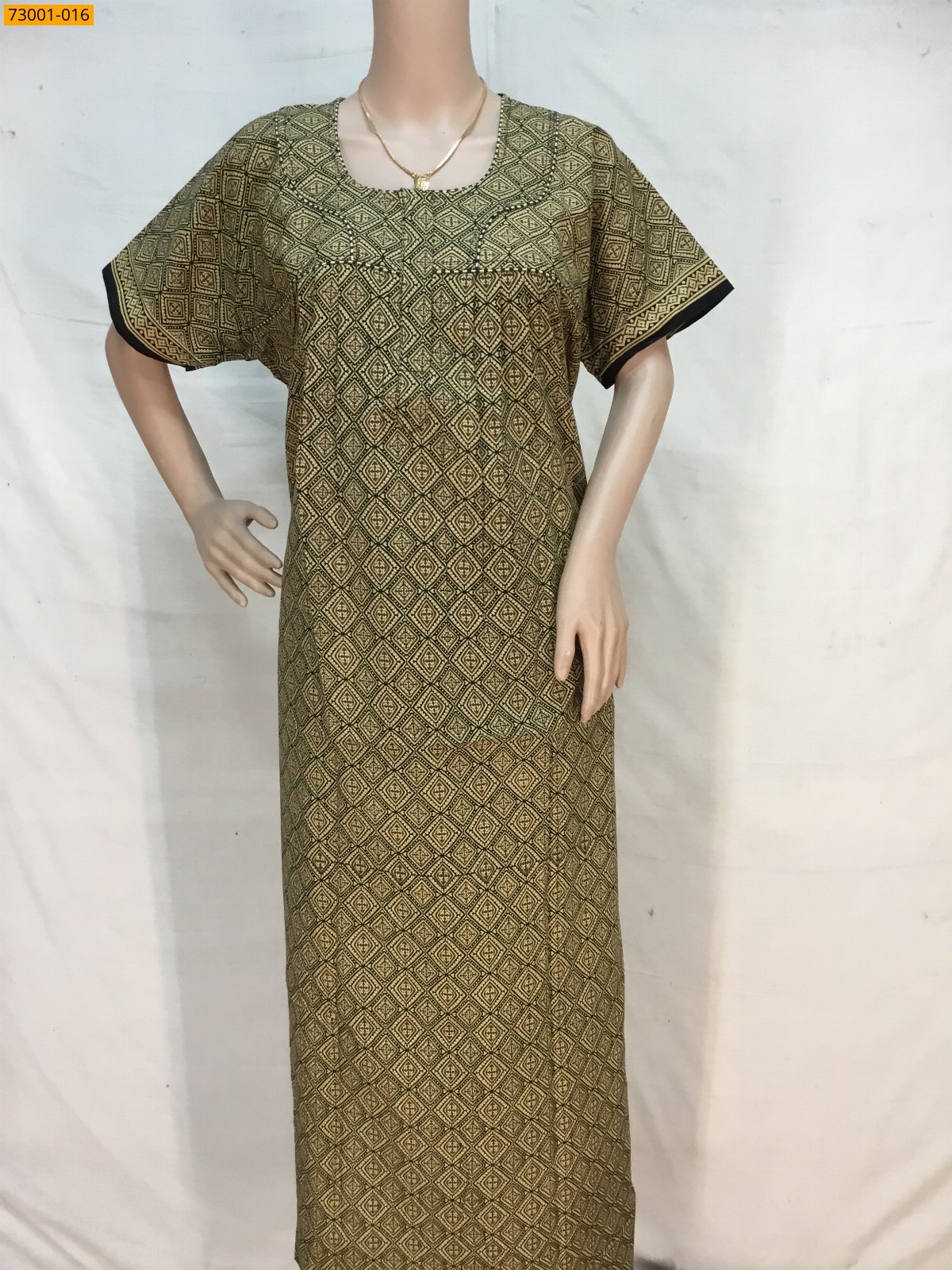 Light Green Cotton Printed Nighty
