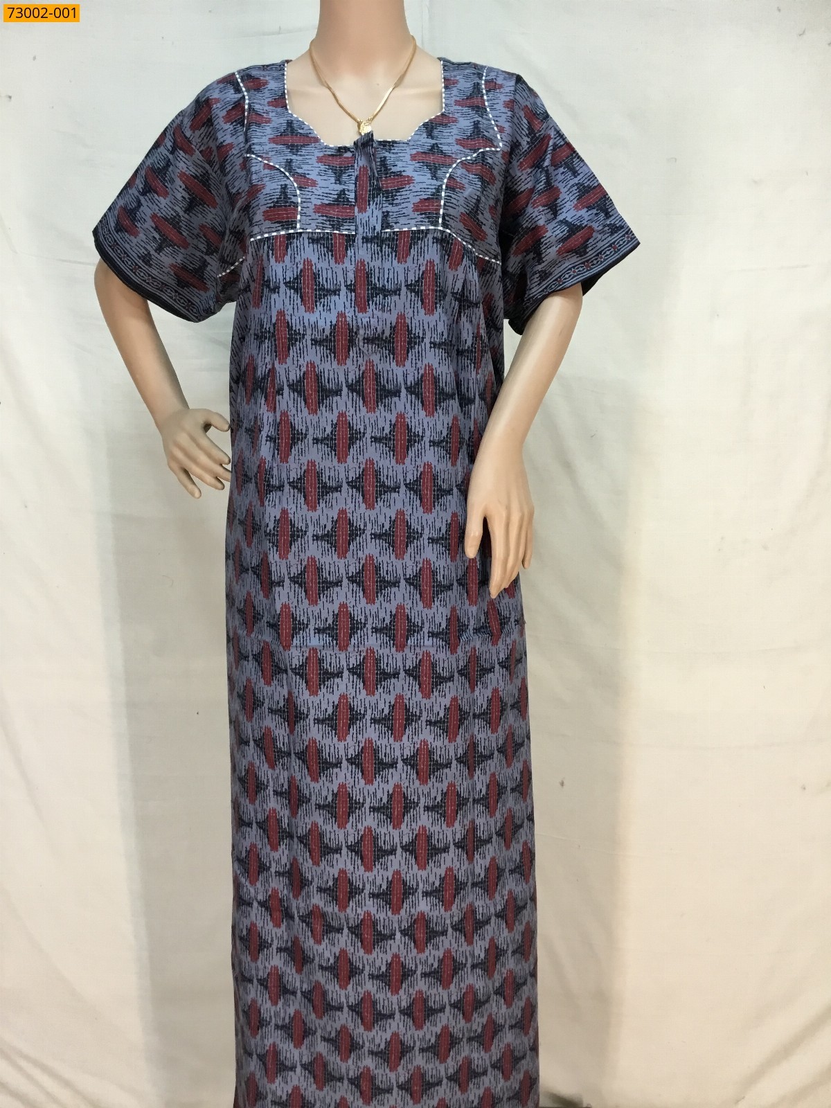 Gray Cotton Printed Nighty