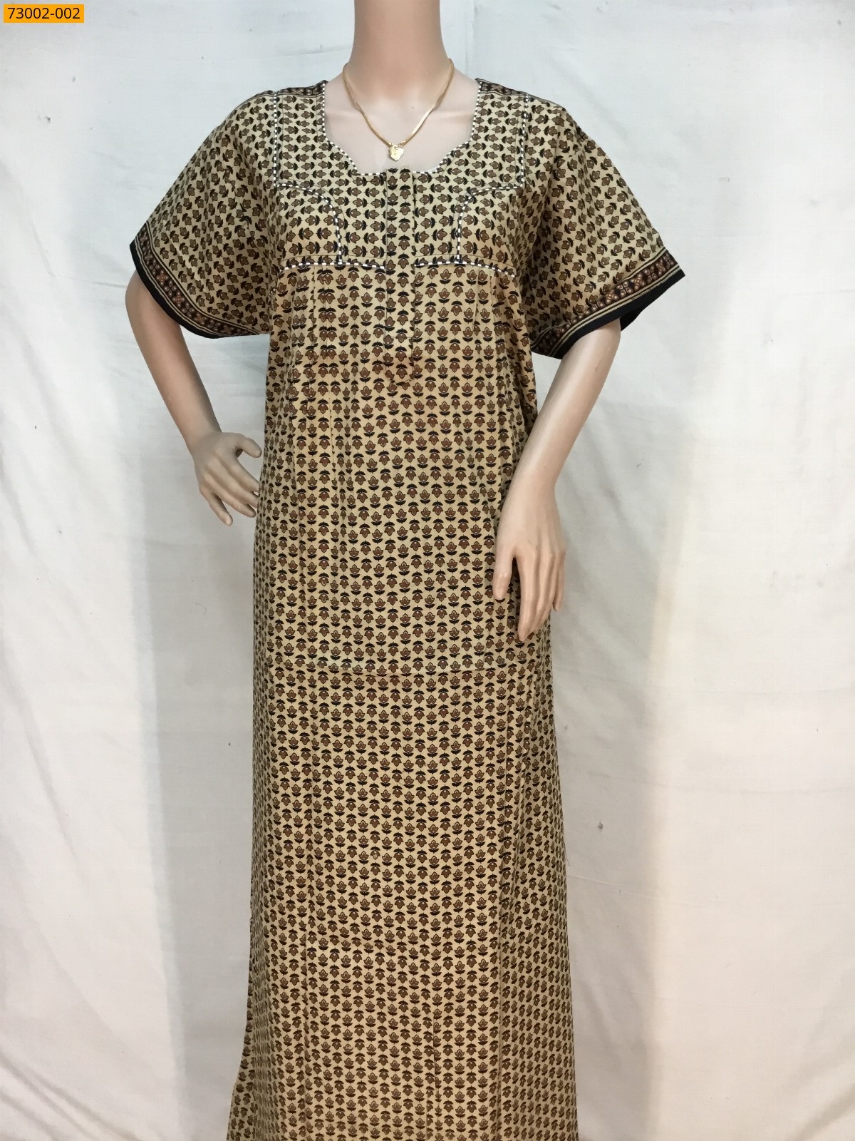 Yellow Cotton Printed Nighty