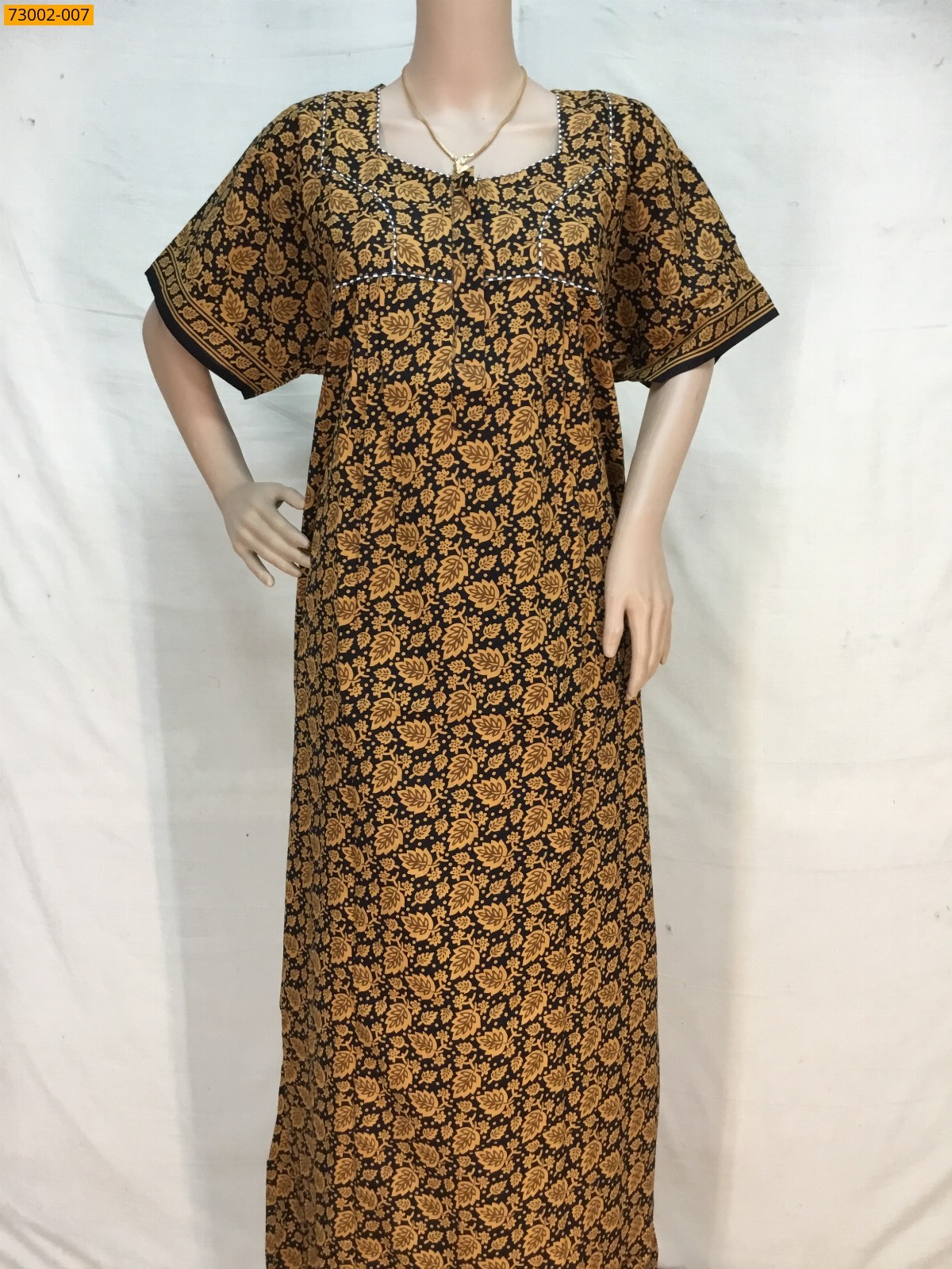 Yellow Cotton Printed Nighty