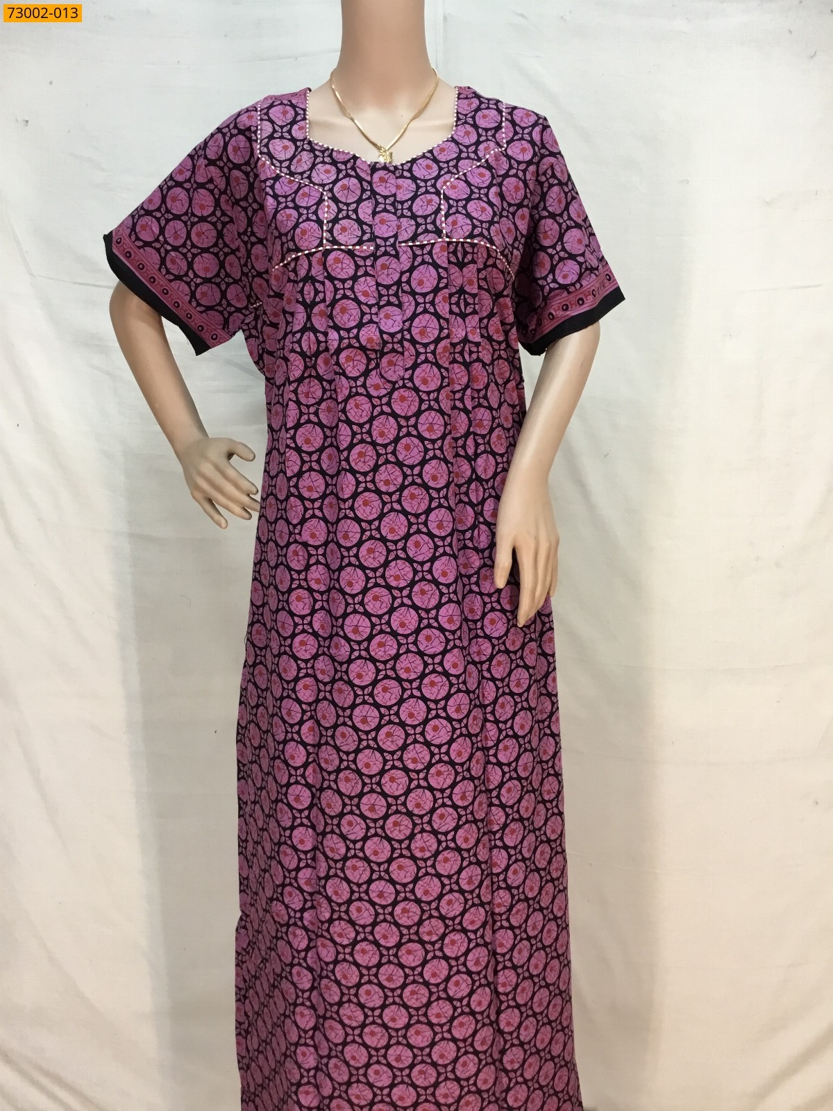 Pink Cotton Printed Nighty