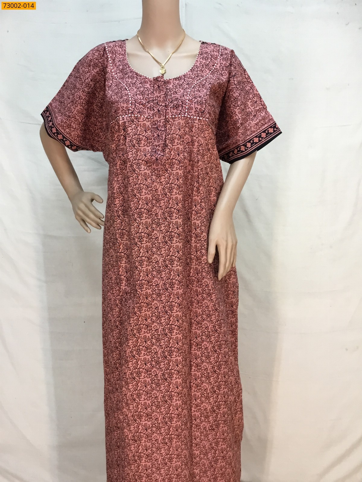 Orange Cotton Printed Nighty