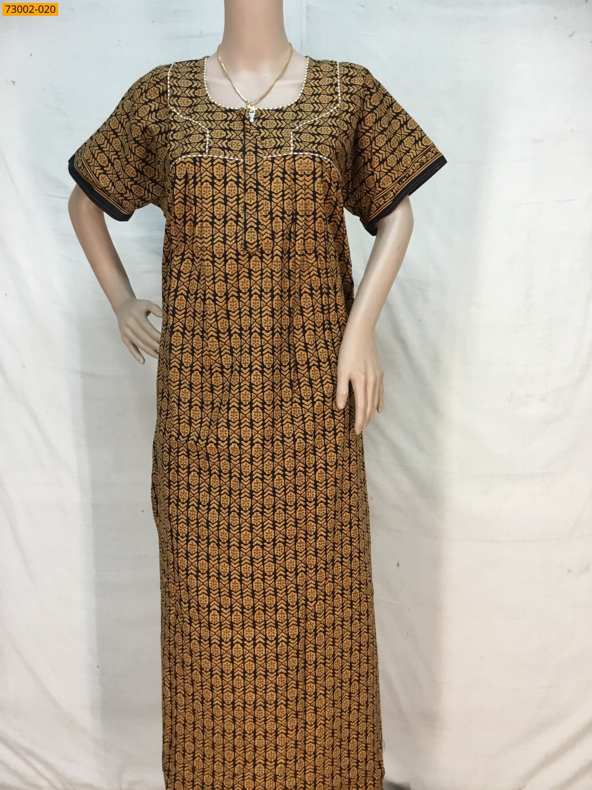 Yellow Cotton Printed Nighty