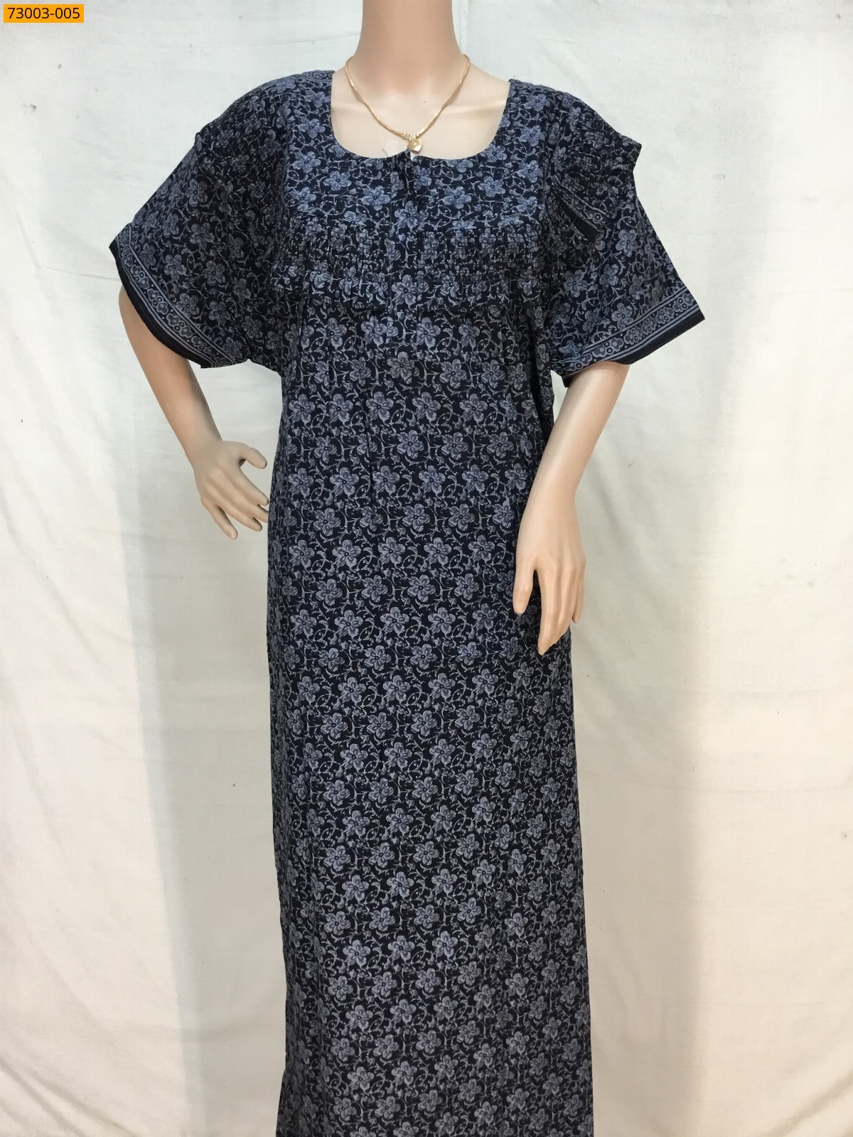 Black Cotton Printed Menaga Nighty 