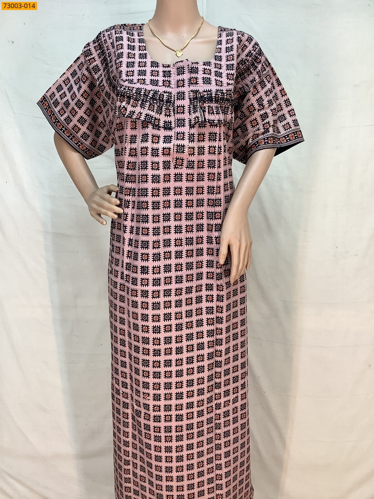 Onion Pink Cotton Printed Menaga Nighty 