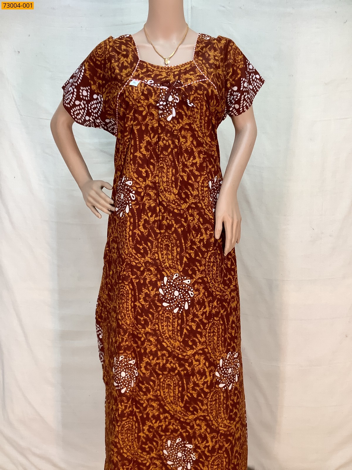 Maroon Cotton Printed Galaxy Nighty