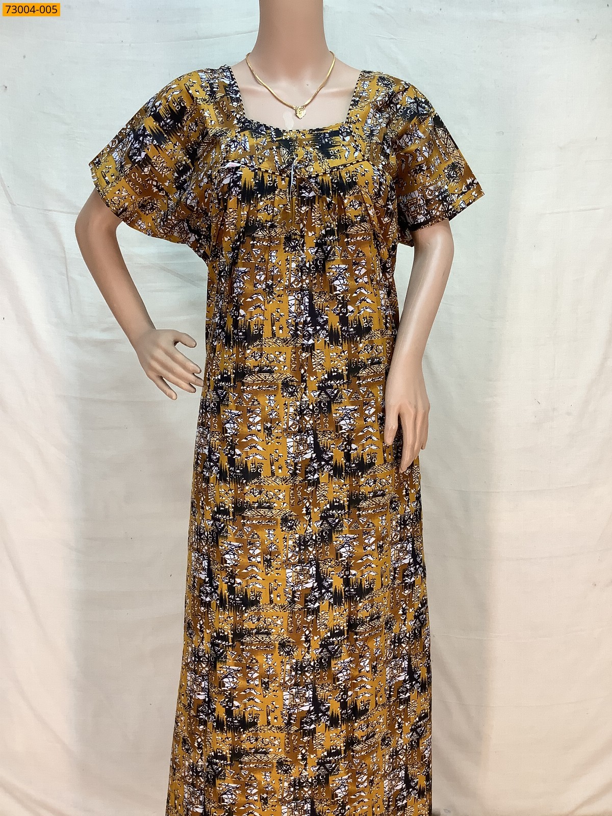 Yellow Cotton Printed Galaxy Nighty