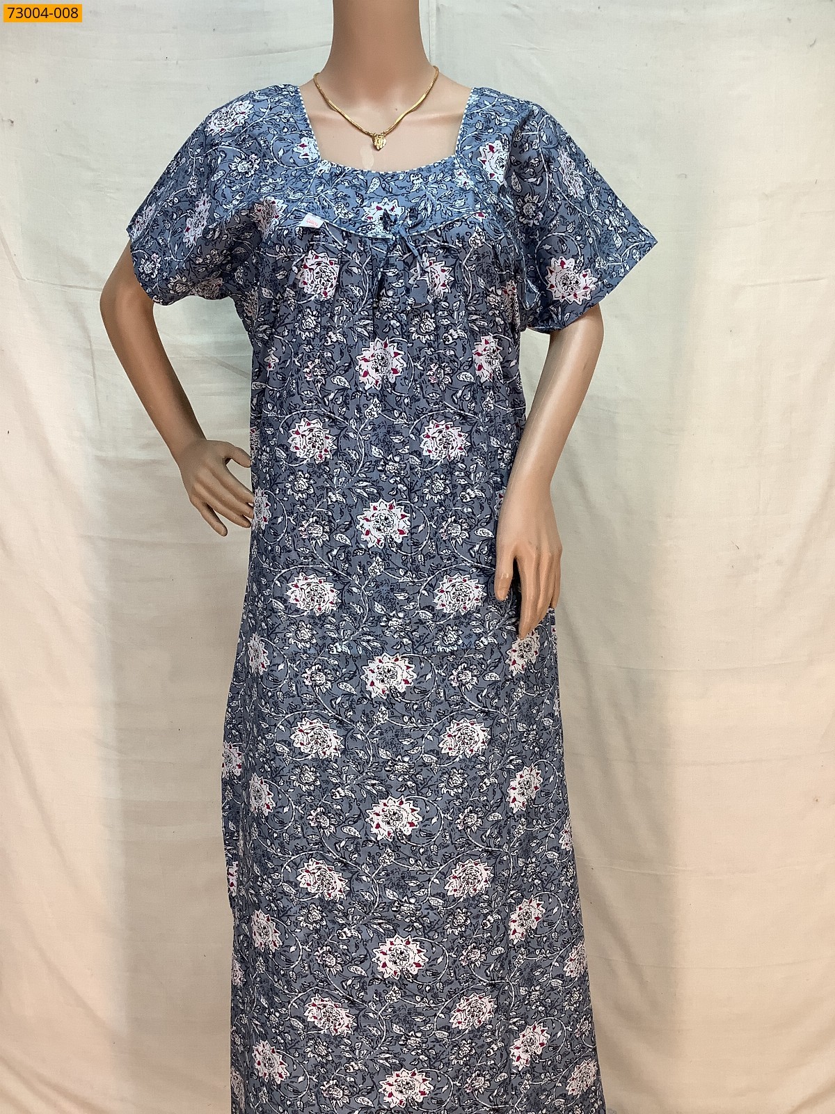 Gray Cotton Printed Galaxy Nighty