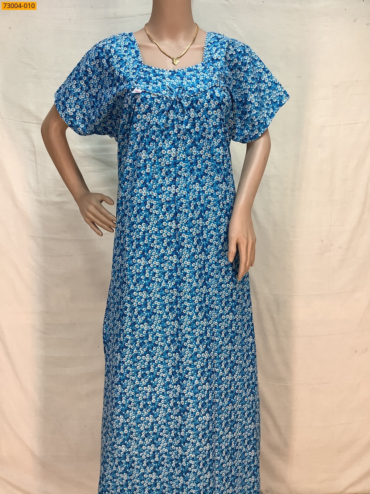 Blue Cotton Printed Galaxy Nighty