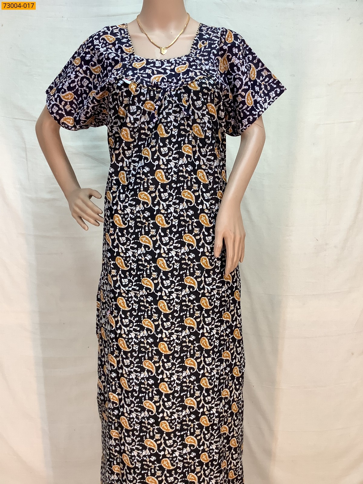 Black Cotton Printed Galaxy Nighty