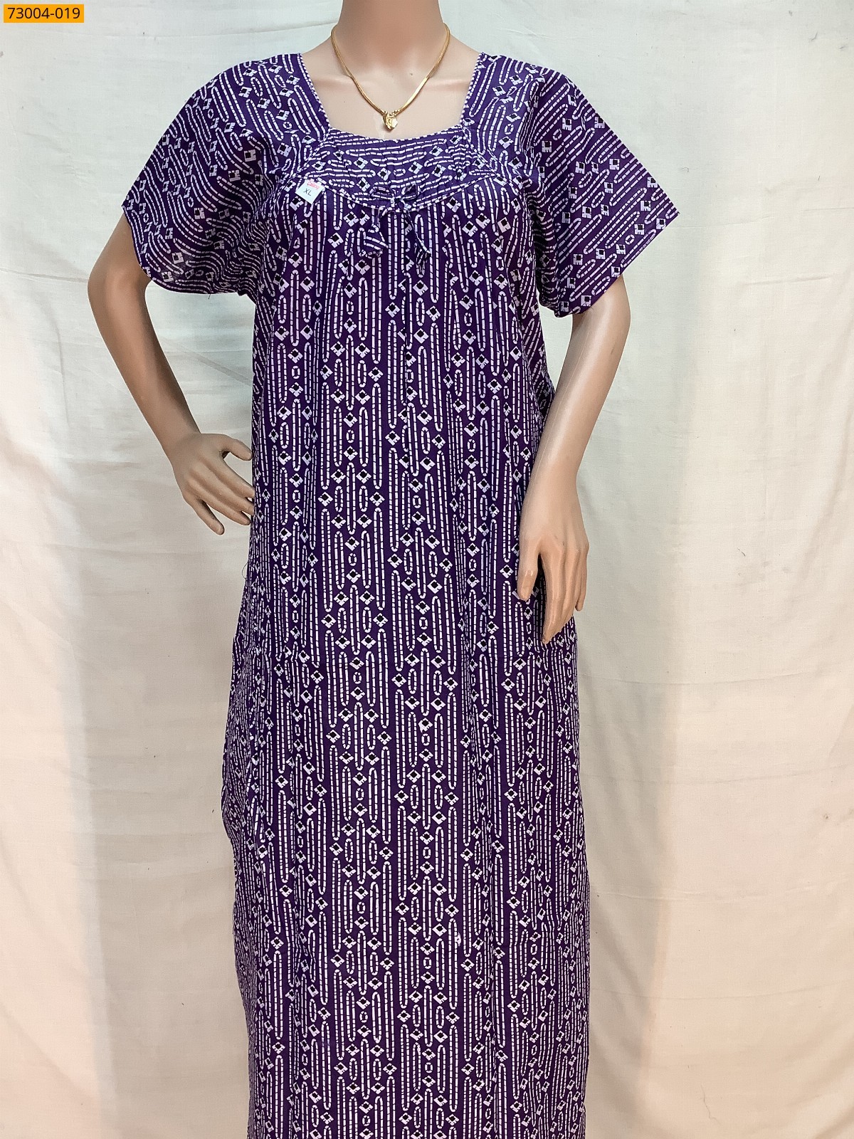 Purple Cotton Printed Galaxy Nighty