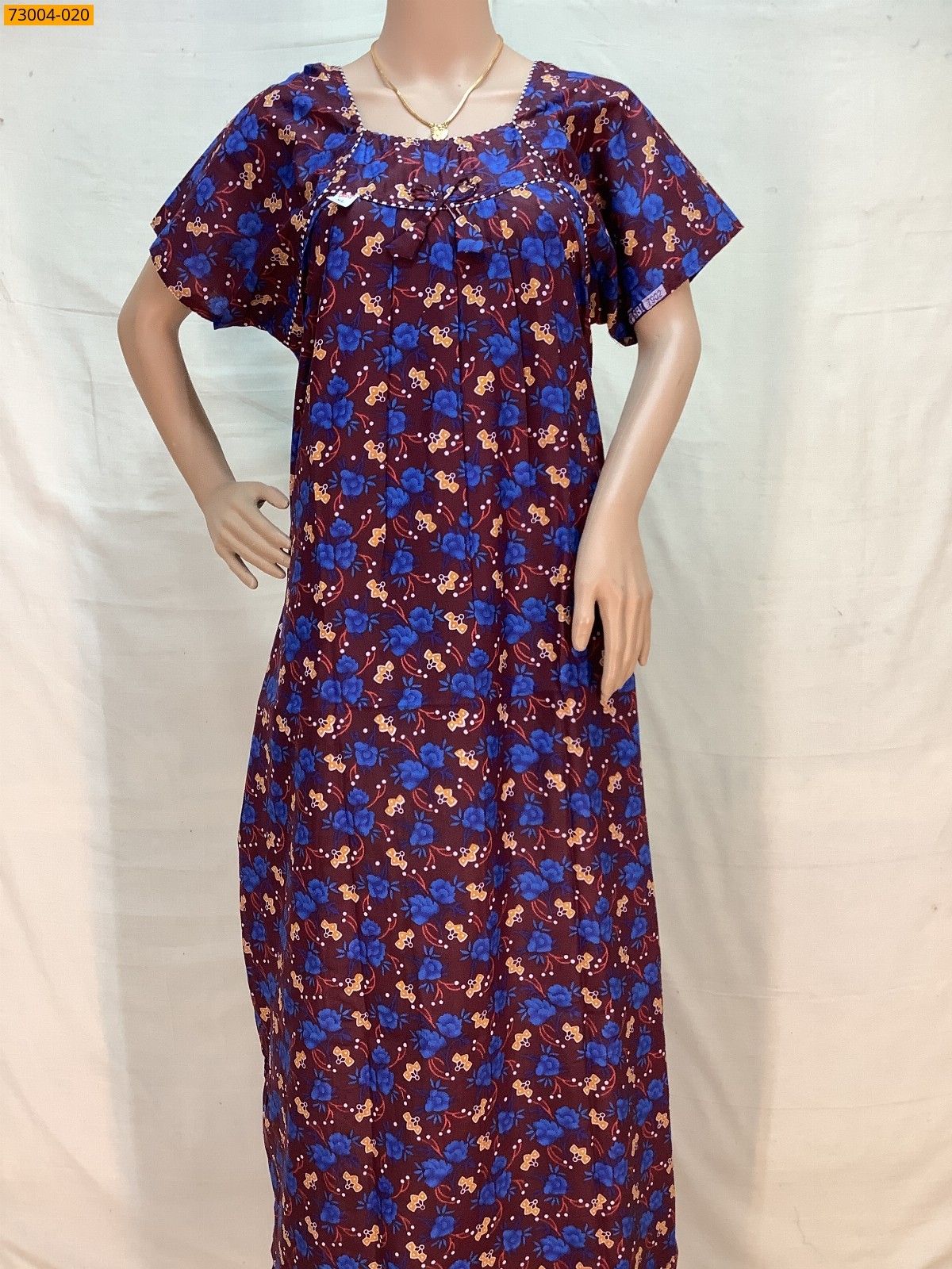 Brown Cotton Printed Galaxy Nighty