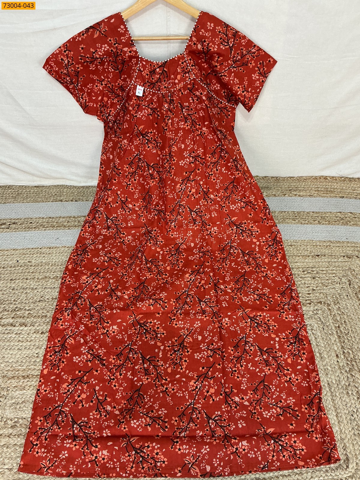 Maroon Cotton Printed Galaxy Nighty