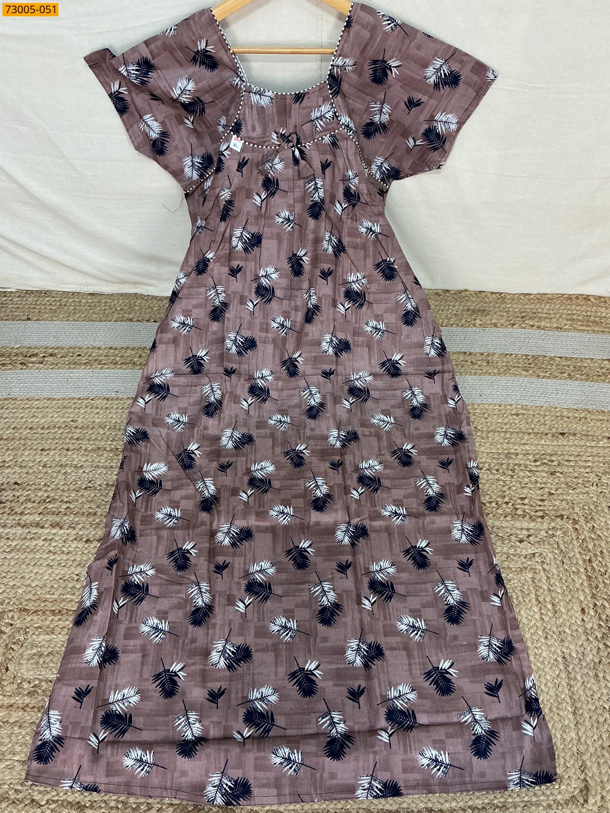Navy blue Cotton Printed Galaxy Nighty