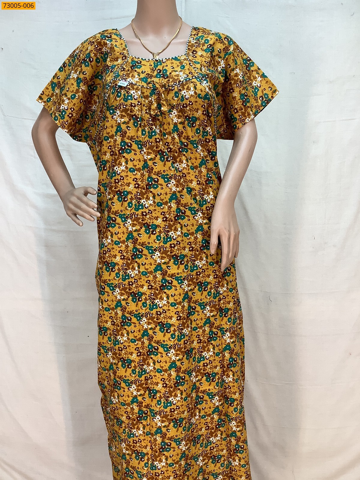 Yellow Cotton Printed Galaxy Nighty