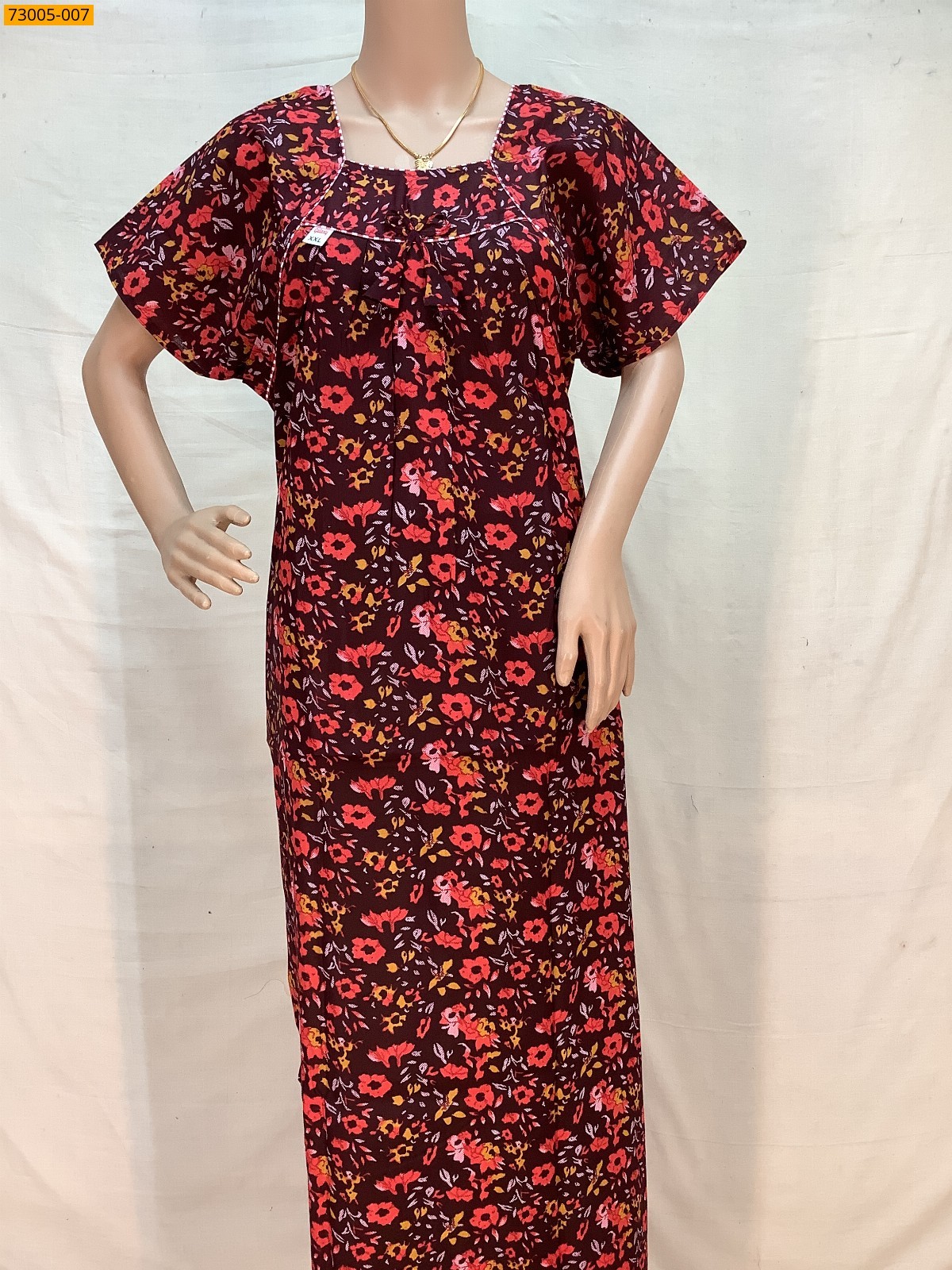 Brown Cotton Printed Galaxy Nighty