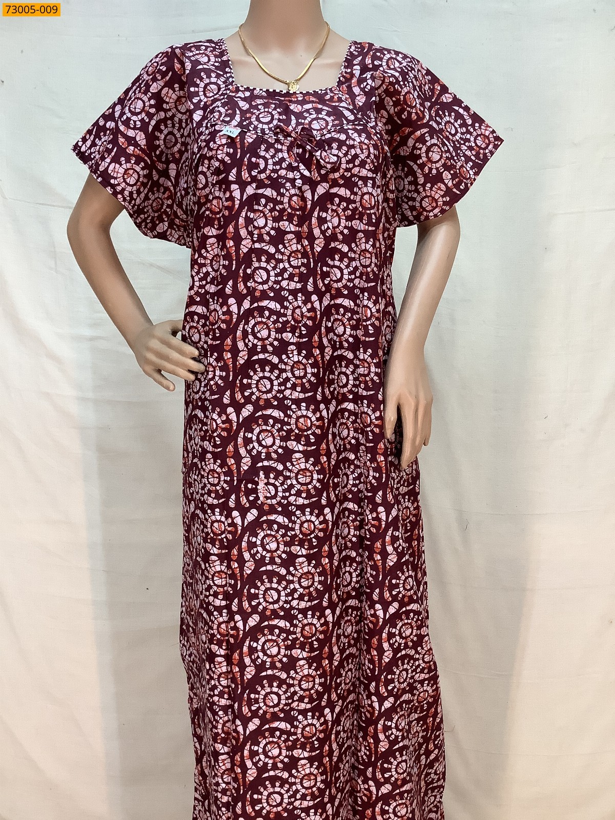 Brown Cotton Printed Galaxy Nighty