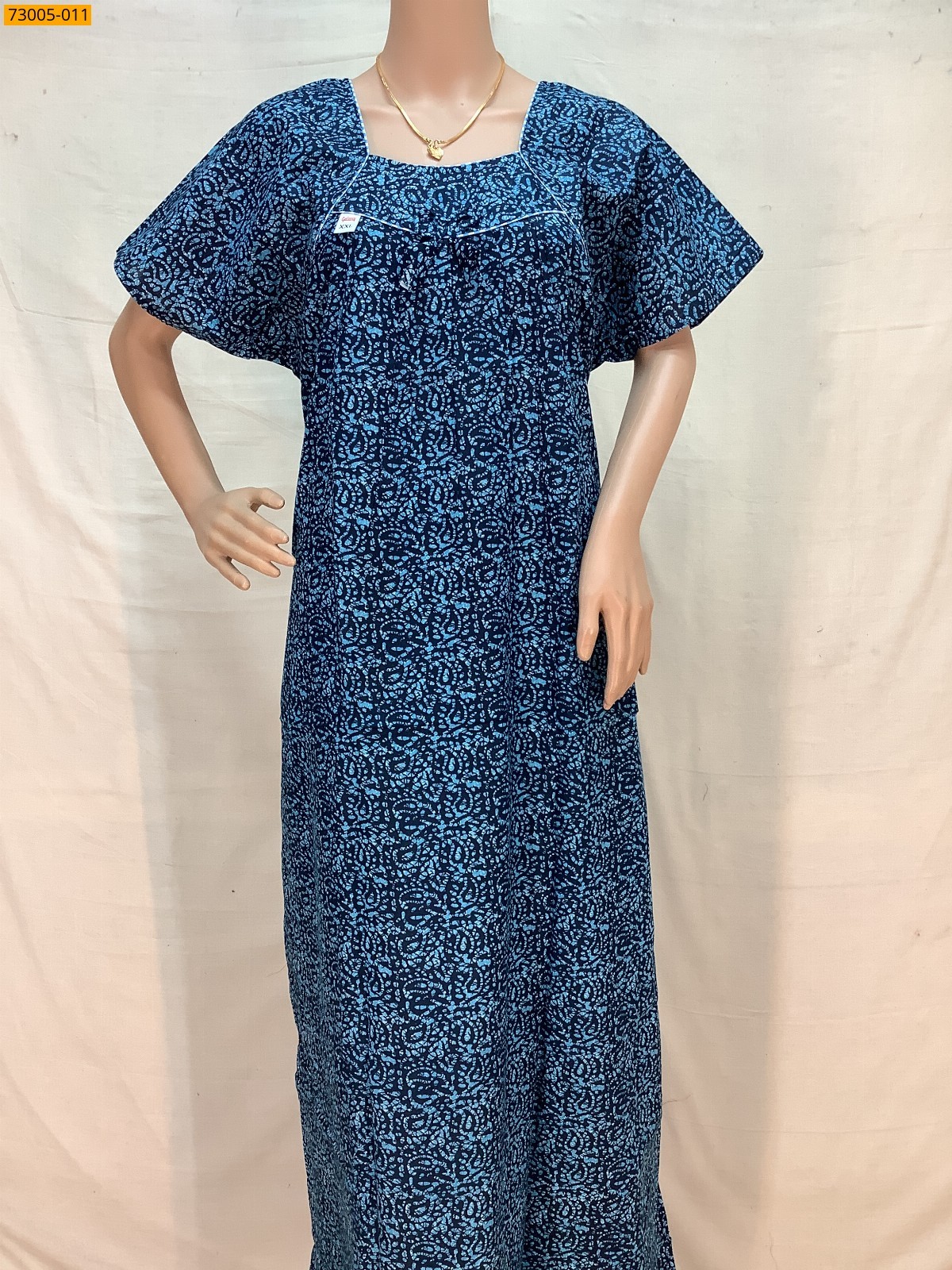 Blue Cotton Printed Galaxy Nighty