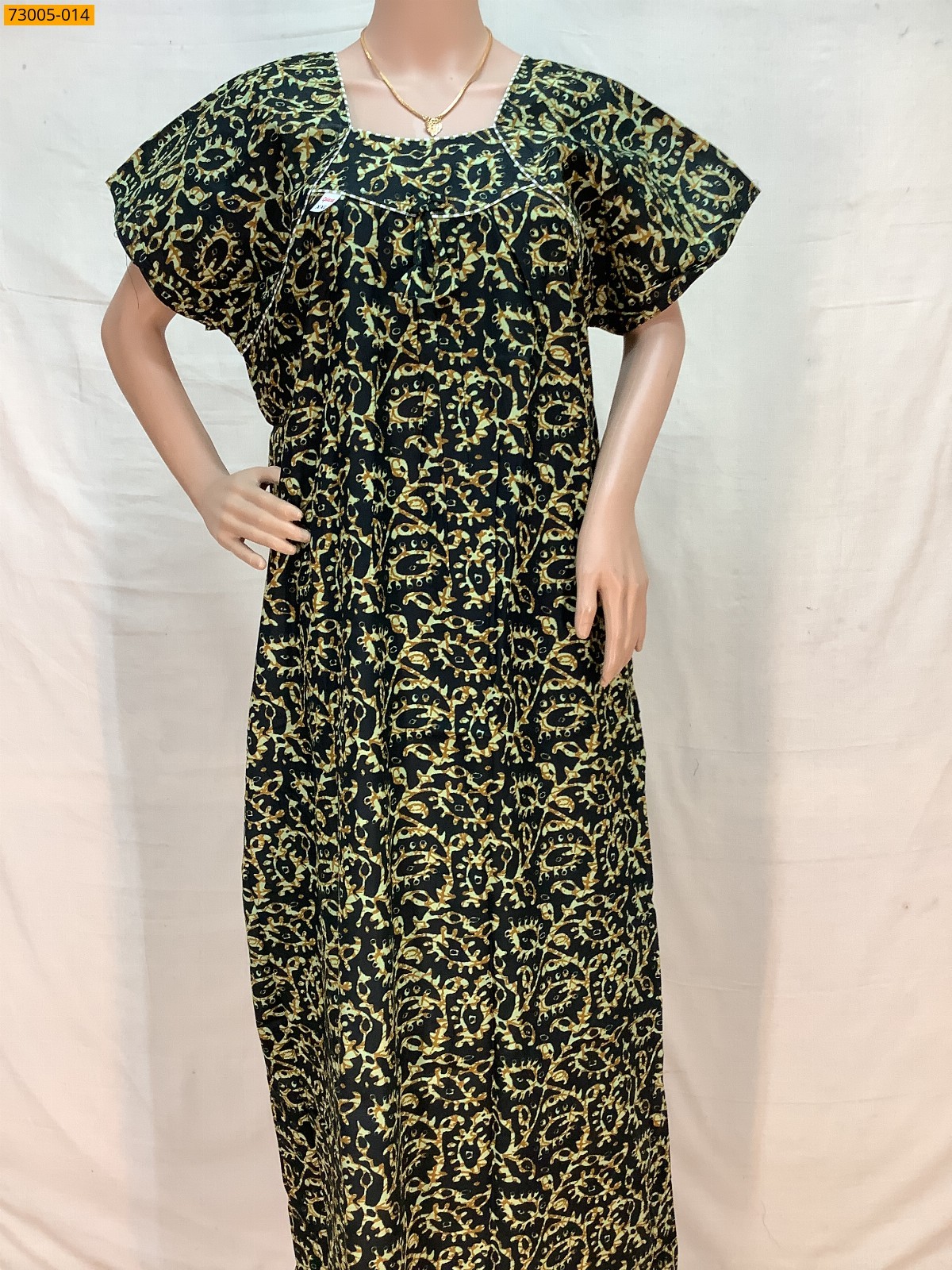 Black Cotton Printed Galaxy Nighty