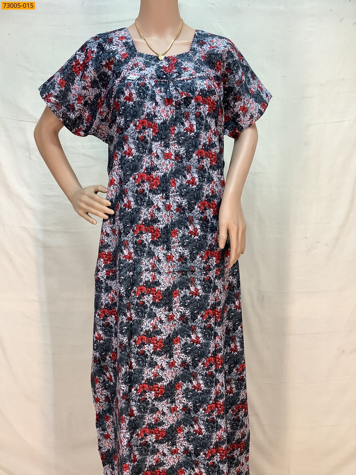 Gray Cotton Printed Galaxy Nighty
