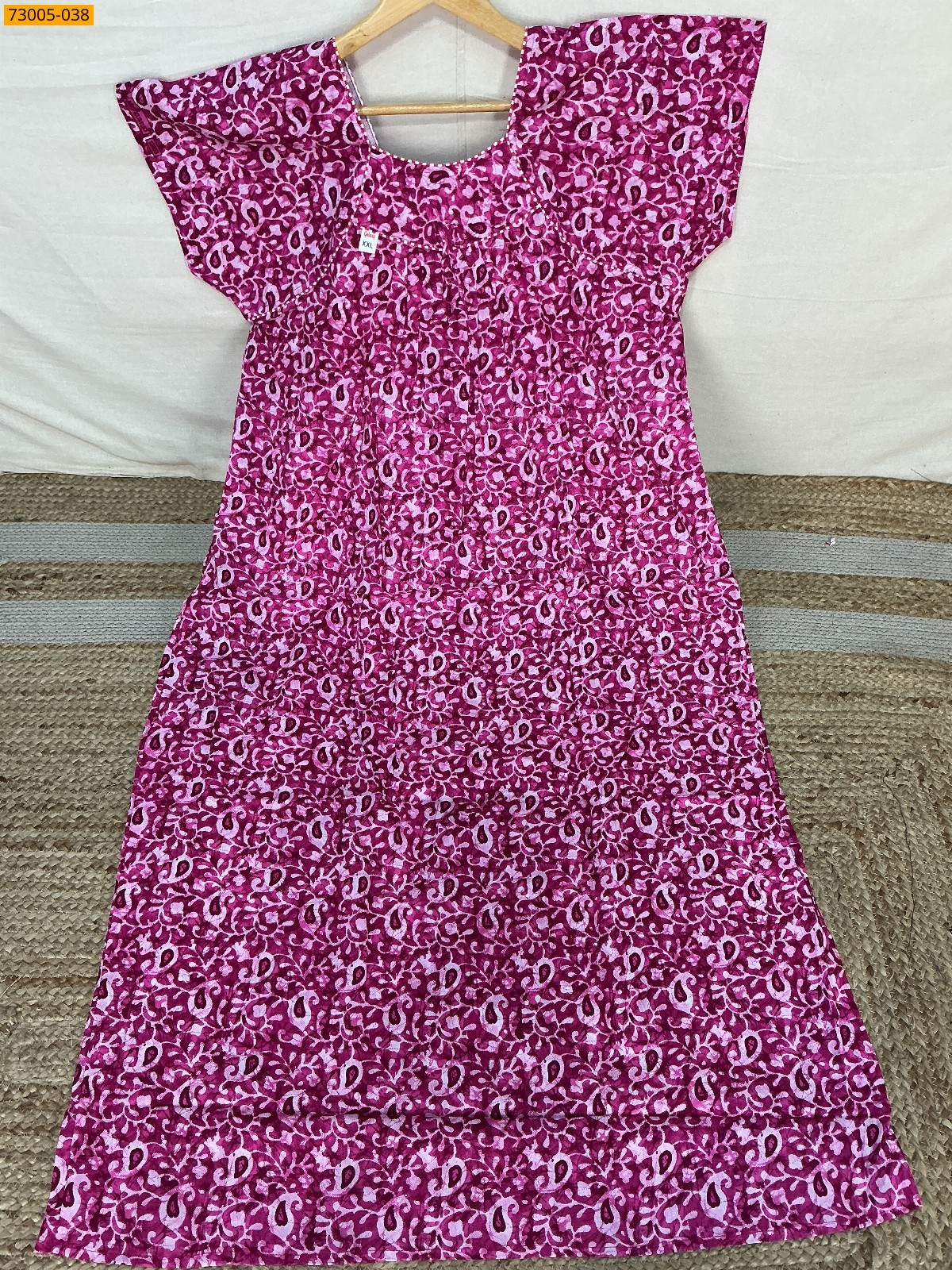 Pink Cotton Printed Galaxy Nighty