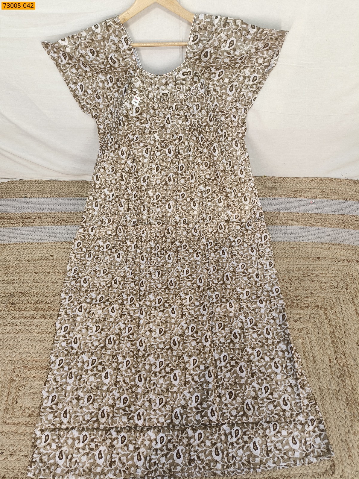 Brown Cotton Printed Galaxy Nighty