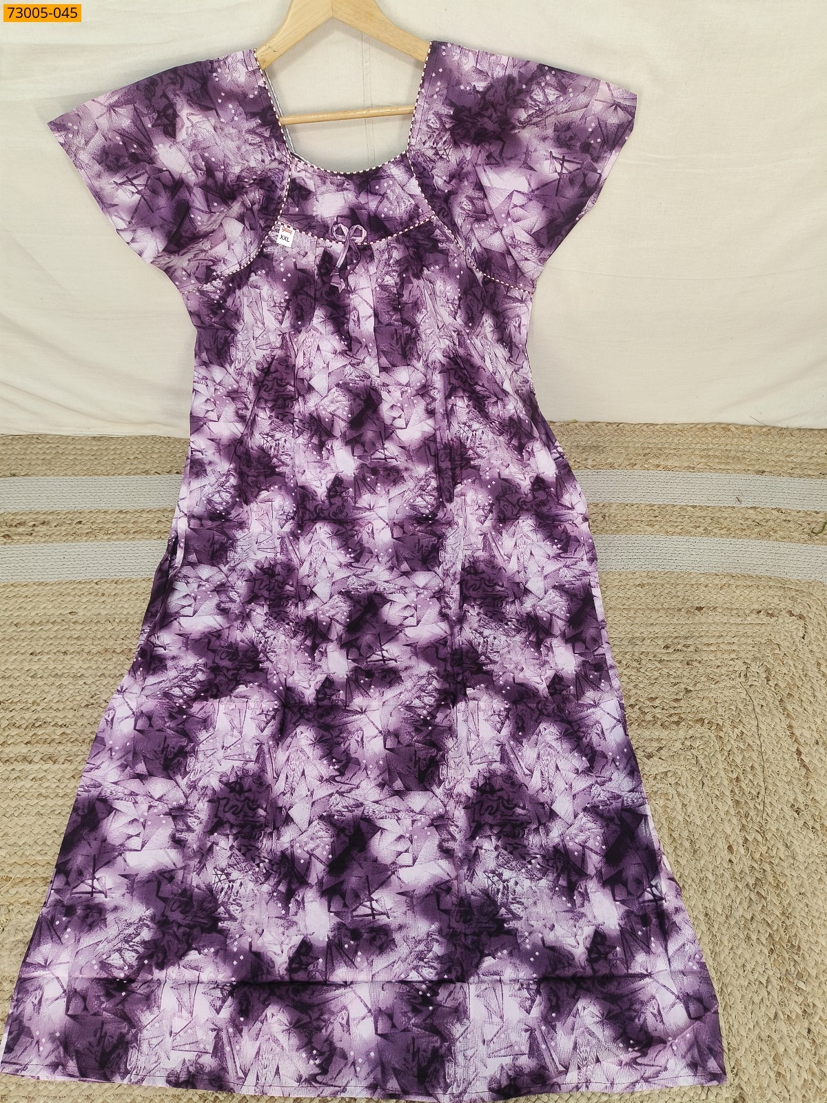 Lavendar Cotton Printed Galaxy Nighty