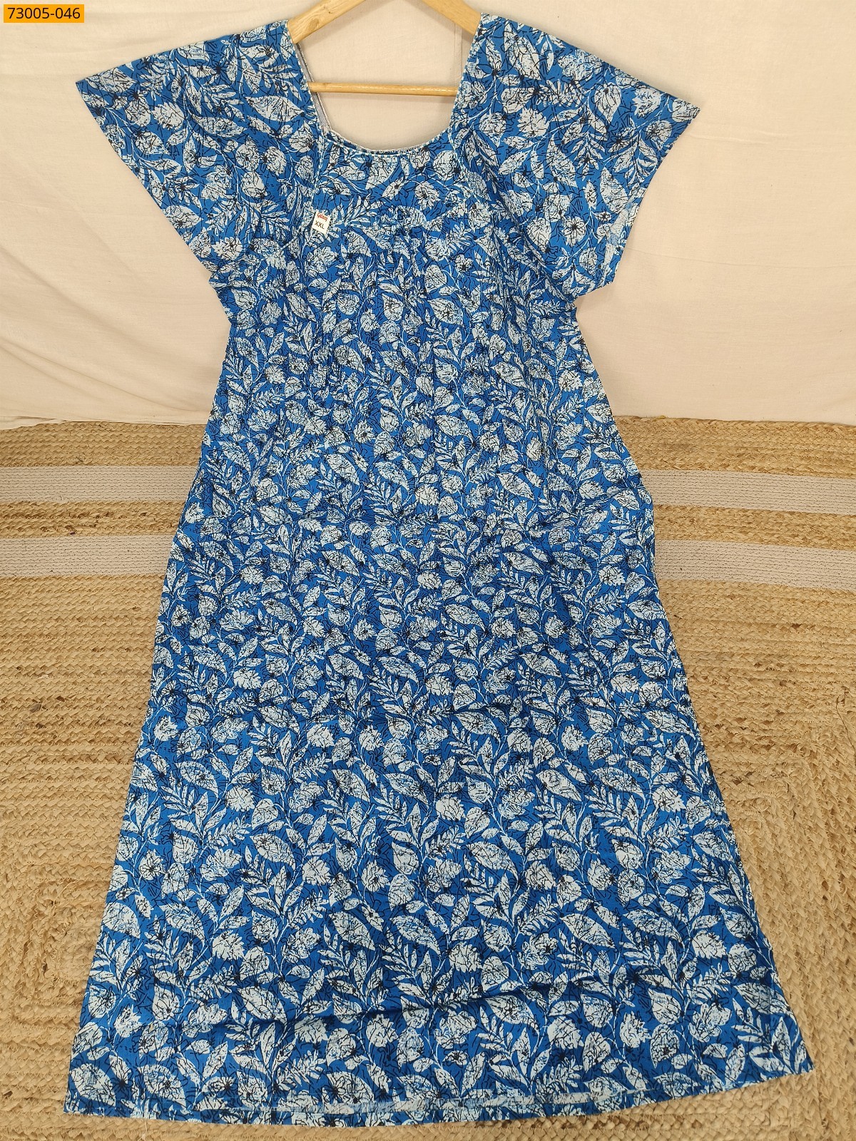 Blue Cotton Printed Galaxy Nighty