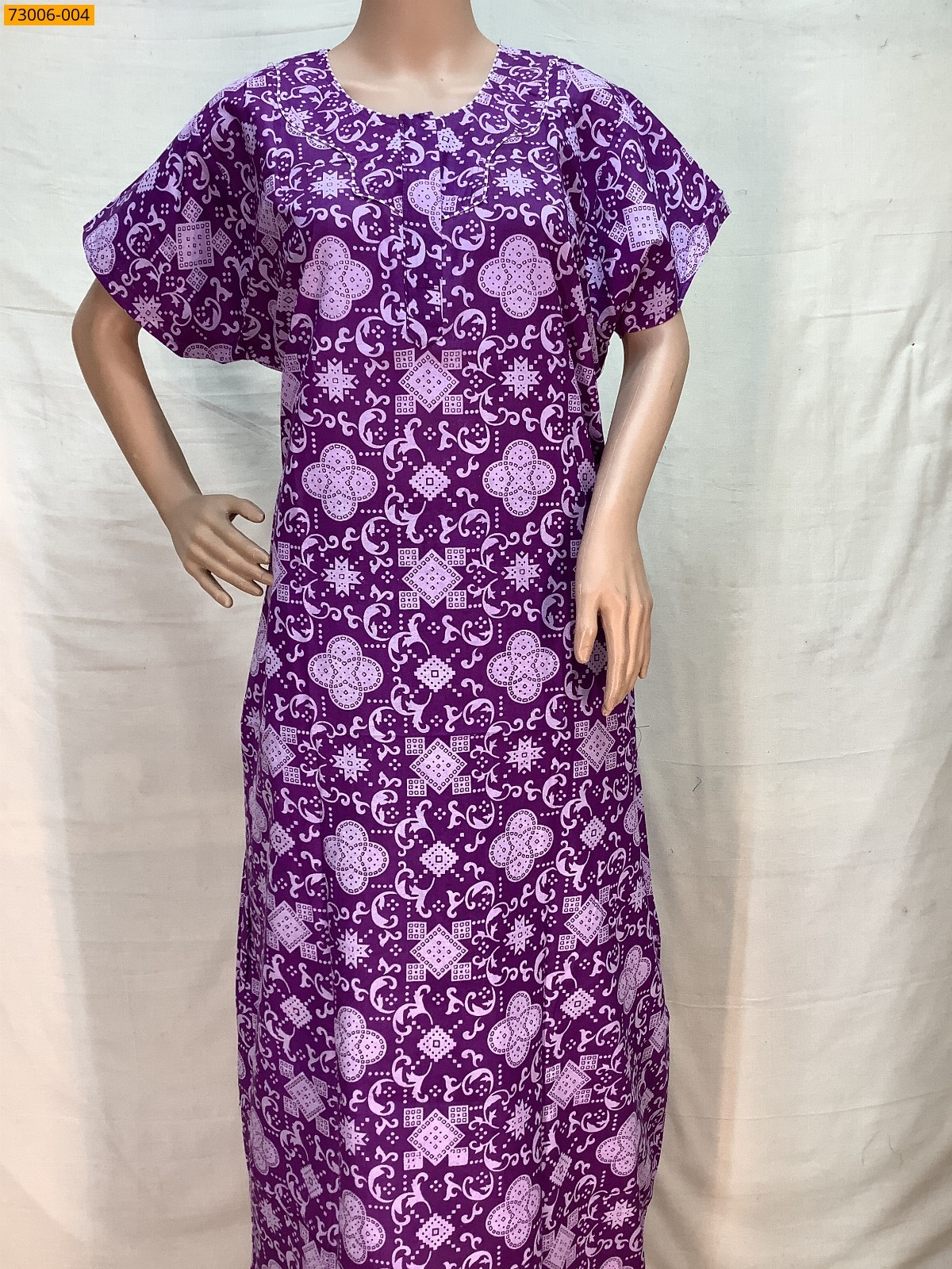 Purple Cotton Printed Galaxy Nighty